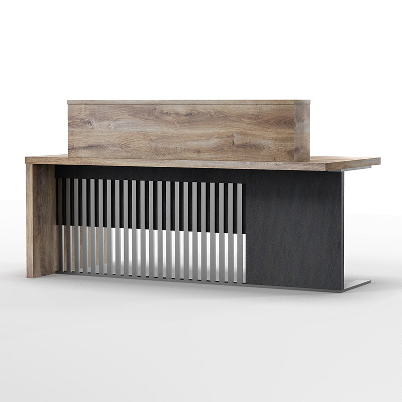 AFTAN 180cm Reception Desk Right Panel - Warm Oak & Black Finish for Office, Hotel, and Corporate Lobby Use