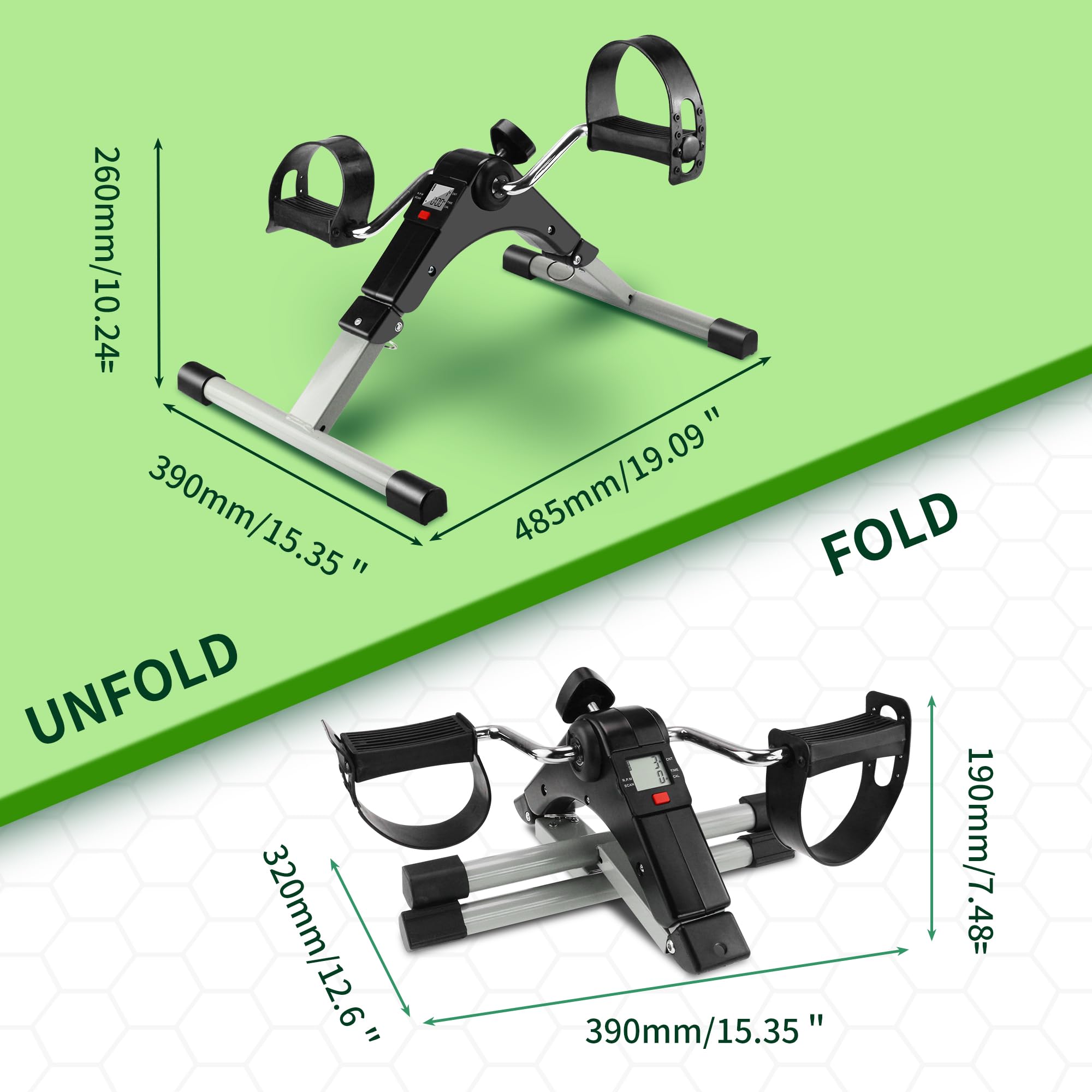 Under Desk Bike Pedal Exerciser - Adjustable Resistance Mini Exercise Bike for Arms & Legs with LCD Display, Interchangeable Suction Cups - Foldable & Anti-Slip Desk Cycling Equipment for Office & Home Use - Stay Active While Working or Watching TV