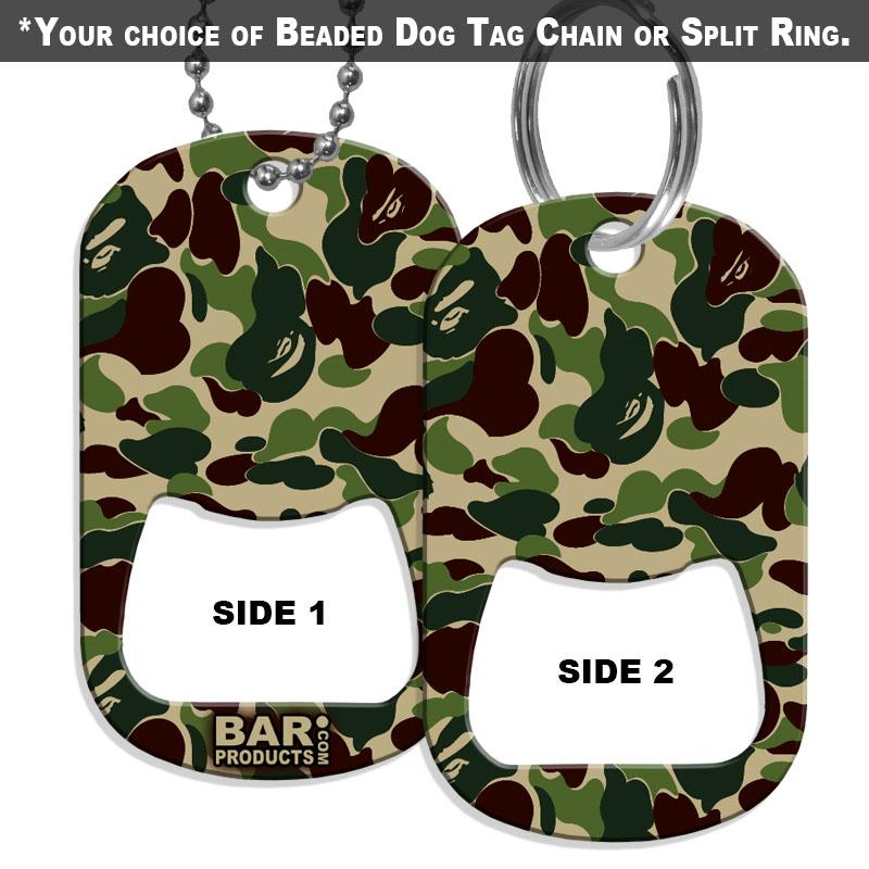 Military Style Dog Tag Bottle Opener - Cool Green Camo Design - Perfect for Camping, Tailgating & Outdoor Adventures