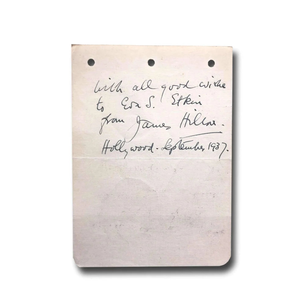 James Hilton Hand Signed Album Page with JSA COA - Authentic Autograph from Lost Horizon Author - Perfect for Collectors, Framing & Literary Memorabilia Displays