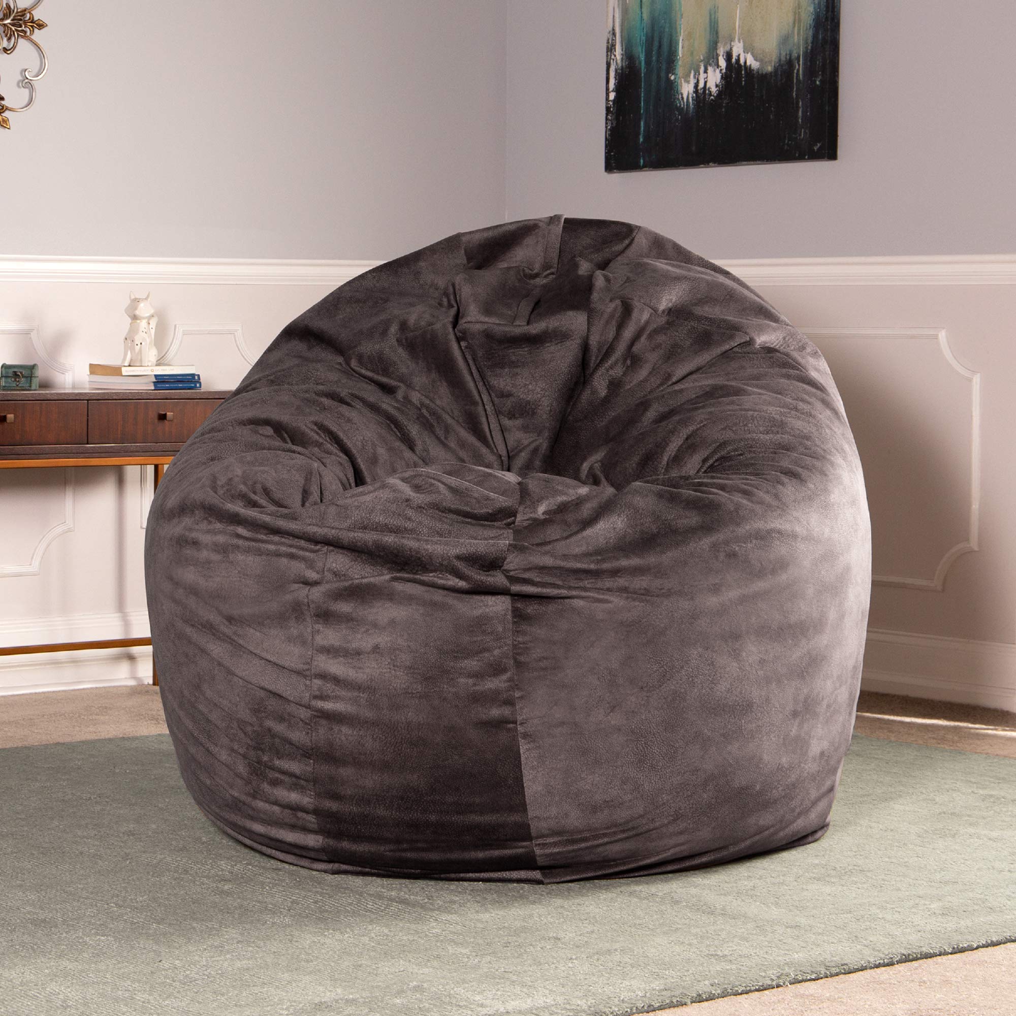 Jaxx 6 Foot Cocoon - Premium Oversized Bean Bag Chair for Adults - Soft Microvelvet Fabric in Pewter Gray - Perfect for Lounging, Gaming & Relaxation in Living Room or Bedroom