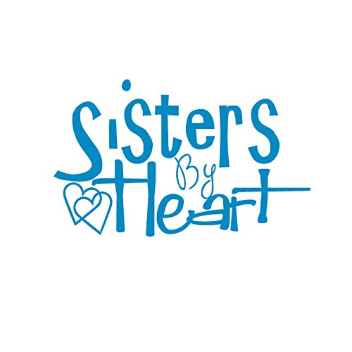 Sisters by Heart Vinyl Decal - Large Size - Blue Color - Perfect for Car Windows, Laptops, and Home Decor