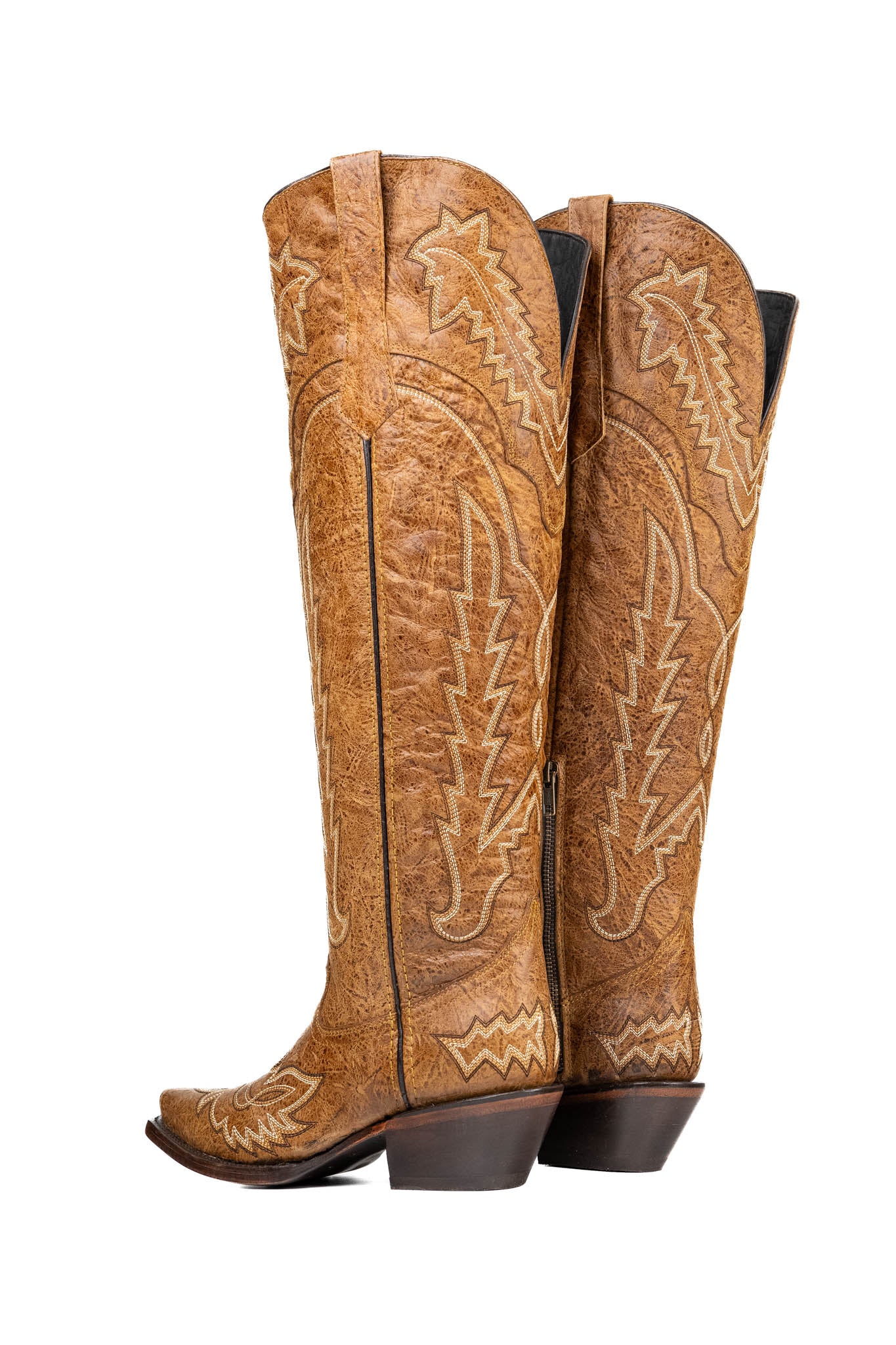Maggie Women's Knee High Wide Calf Snip Toe Cowgirl Boots - Western Style Riding Boots for Country Dancing, Rodeo & Fashion Outfits