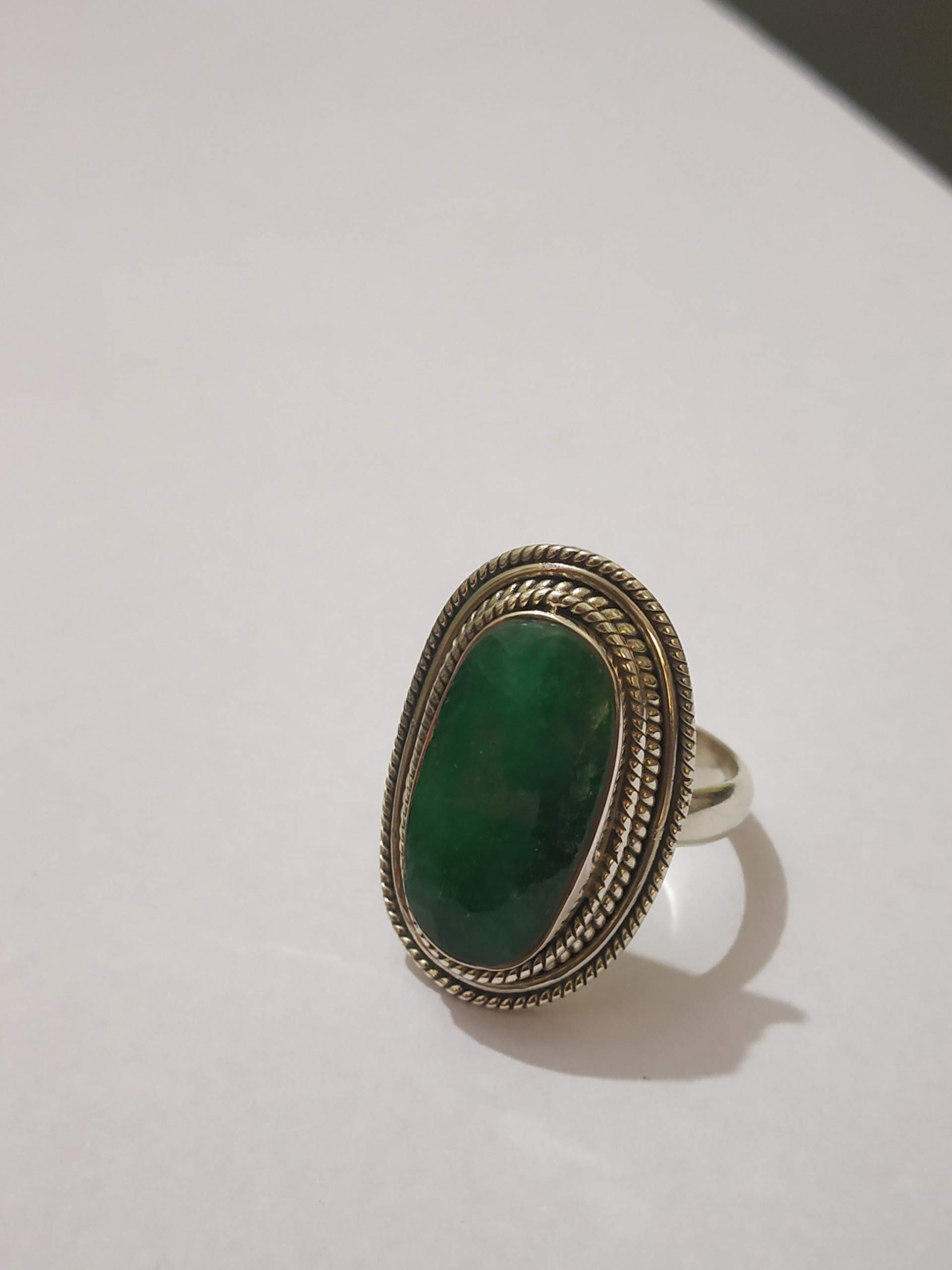Emerald Ring Sterling Silver - May Birthstone Statement Ring for Women, Boho Engagement & Promise Ring, Art Deco Bridesmaid Gift - Perfect for Weddings, Anniversaries & Special Occasions