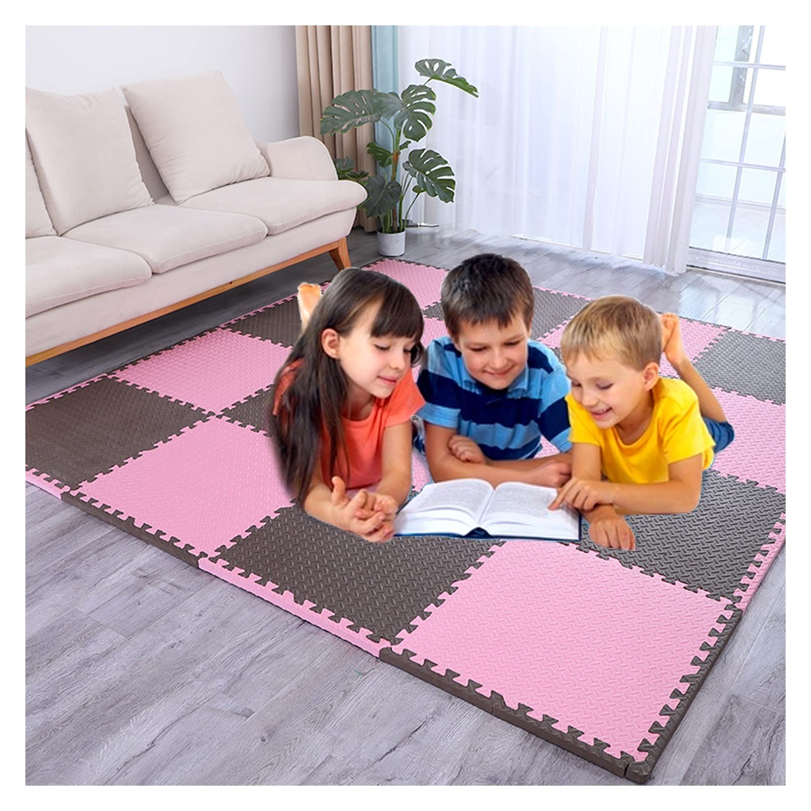 Interlocking EVA Foam Puzzle Exercise Floor Mat - 8pcs 60x60x2cm Non-Slip Gym Tiles for Home Workout, Yoga & Kids Play Area - Durable & Cushioned Flooring Solution for Fitness, Playroom & Garage Gym