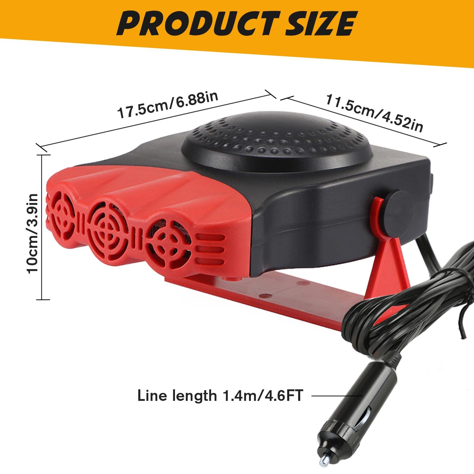 12V Car Heater for Vehicle - Fast Heating 2-in-1 Defrost Defogger, Cigarette Lighter Plug-in, Ideal for Winter Driving and Cabin Warm-Up