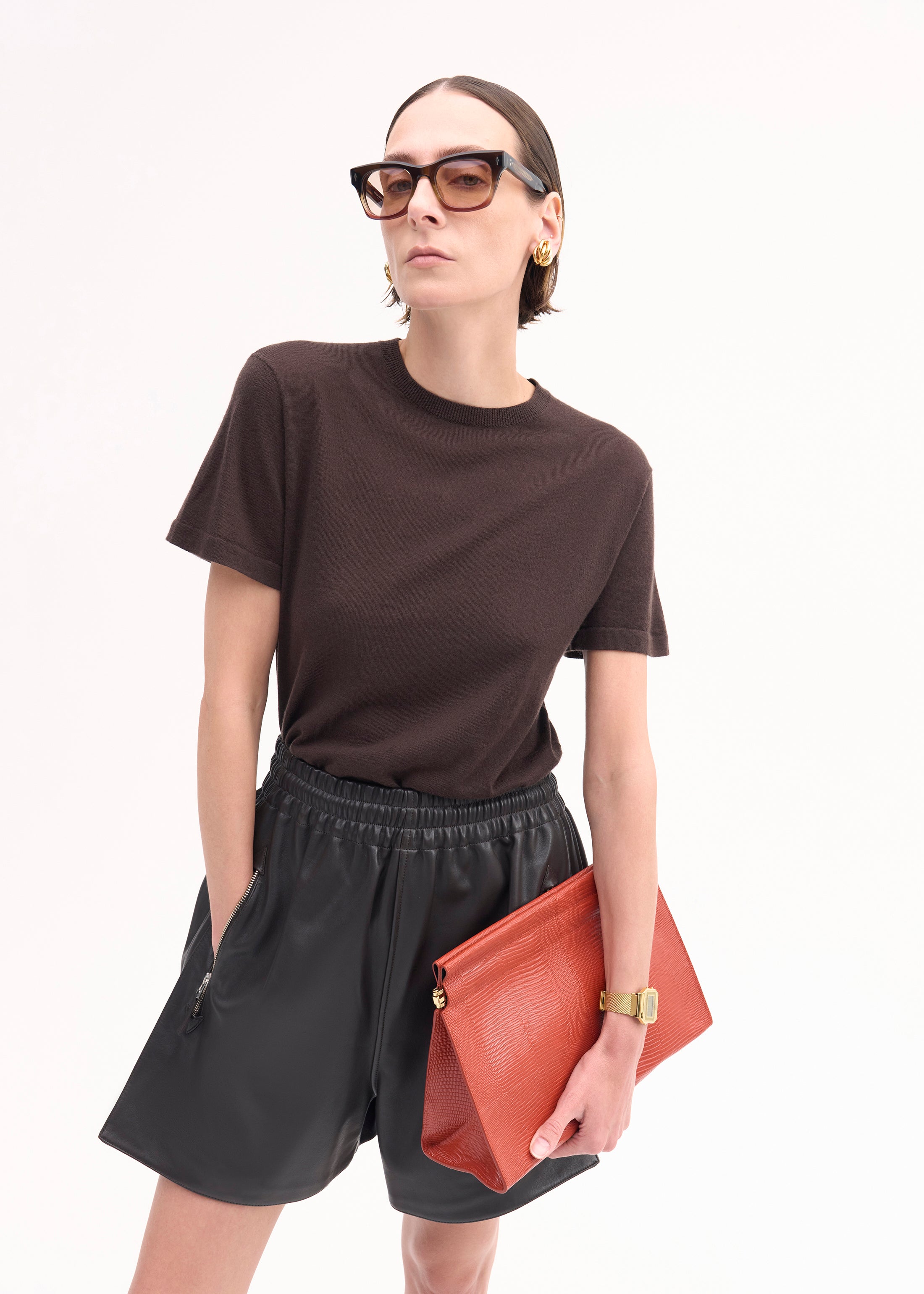 Luxury Fine Cashmere T-Shirt for Men & Women - Soft & Comfortable Chocolate Brown - Perfect for Casual Wear, Travel & Relaxation