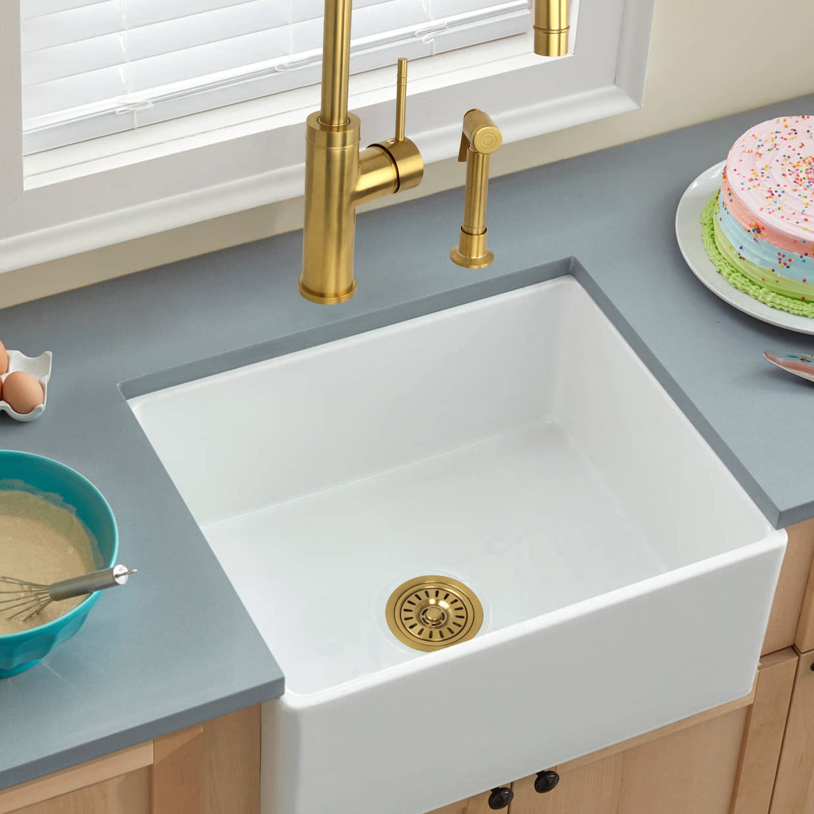 Premium Brass Gold Kitchen Sink Garbage Disposal Flange Stopper - Universal 3.5