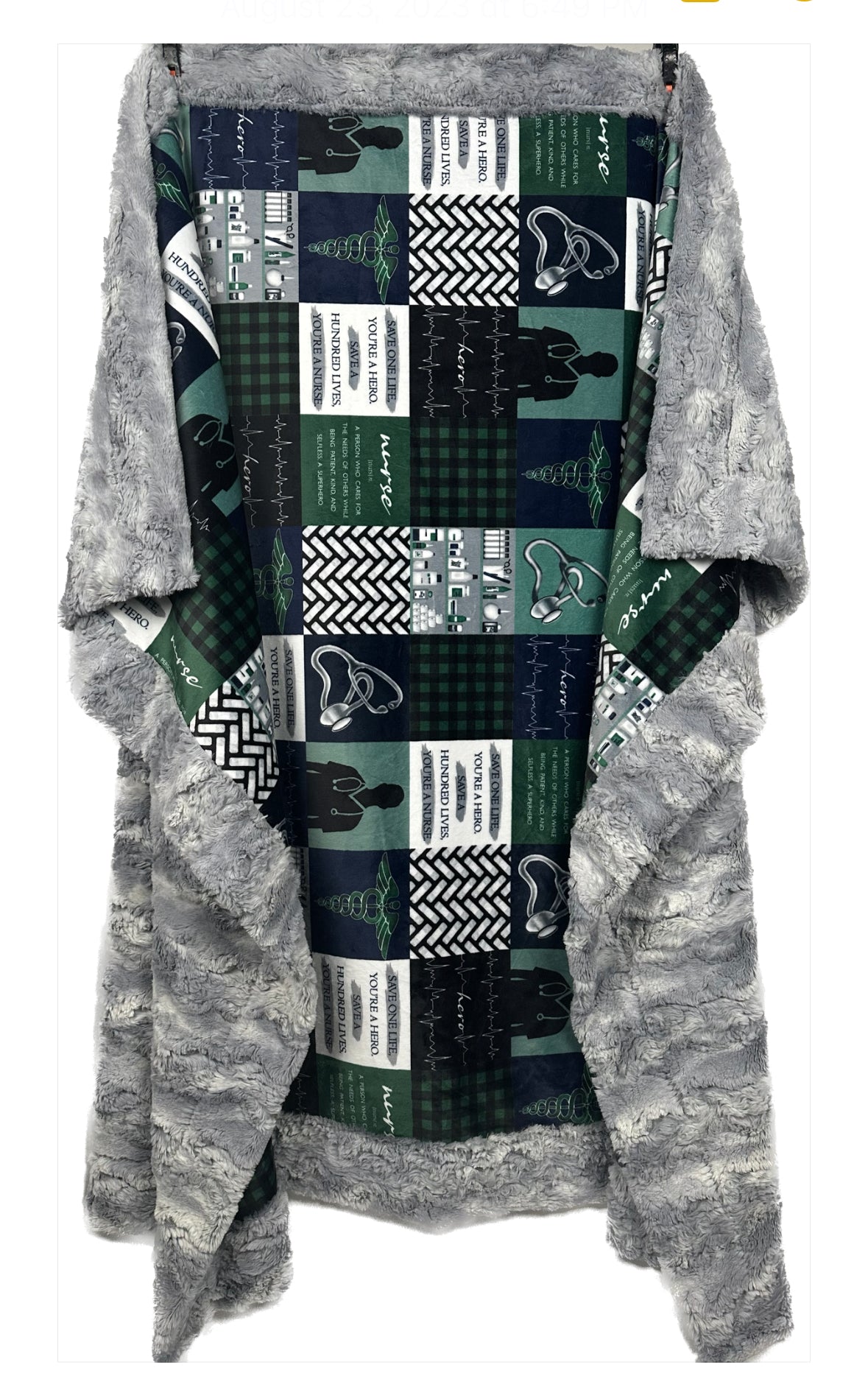 Premium R.N. Evergreen & Blue Nurse Design Large Fleece Blanket 56