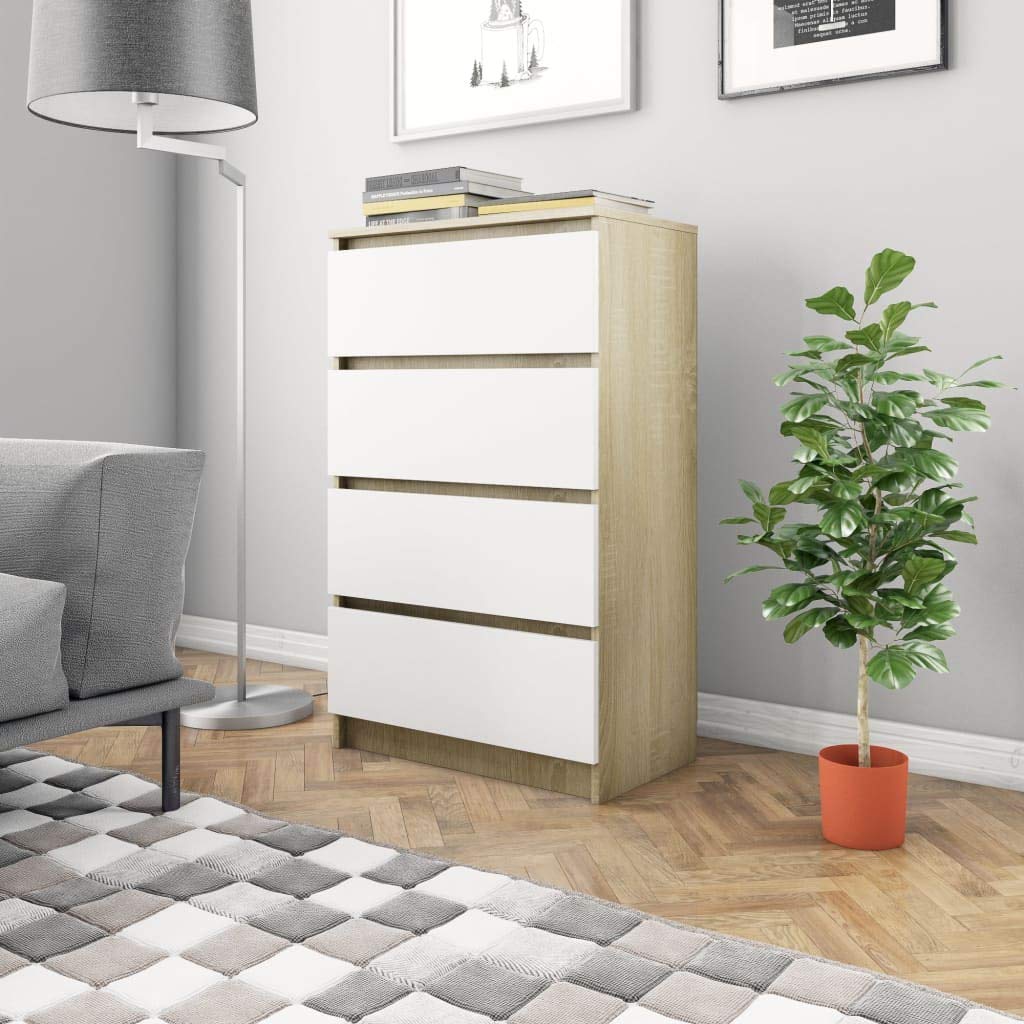 LUSHAZER 4-Drawer Sideboard Cabinet - 17.7x13.8x41.7 Inch Storage Dresser for Living Room & Home Office