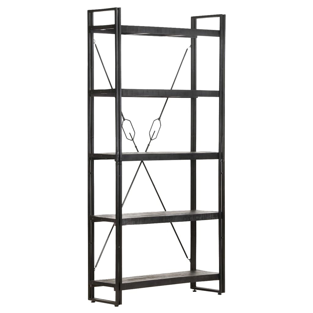 5-Tier Bookcase & Bookshelf - Solid Mango Wood Display Storage Shelf for Bedroom, Living Room & Office - 35.4