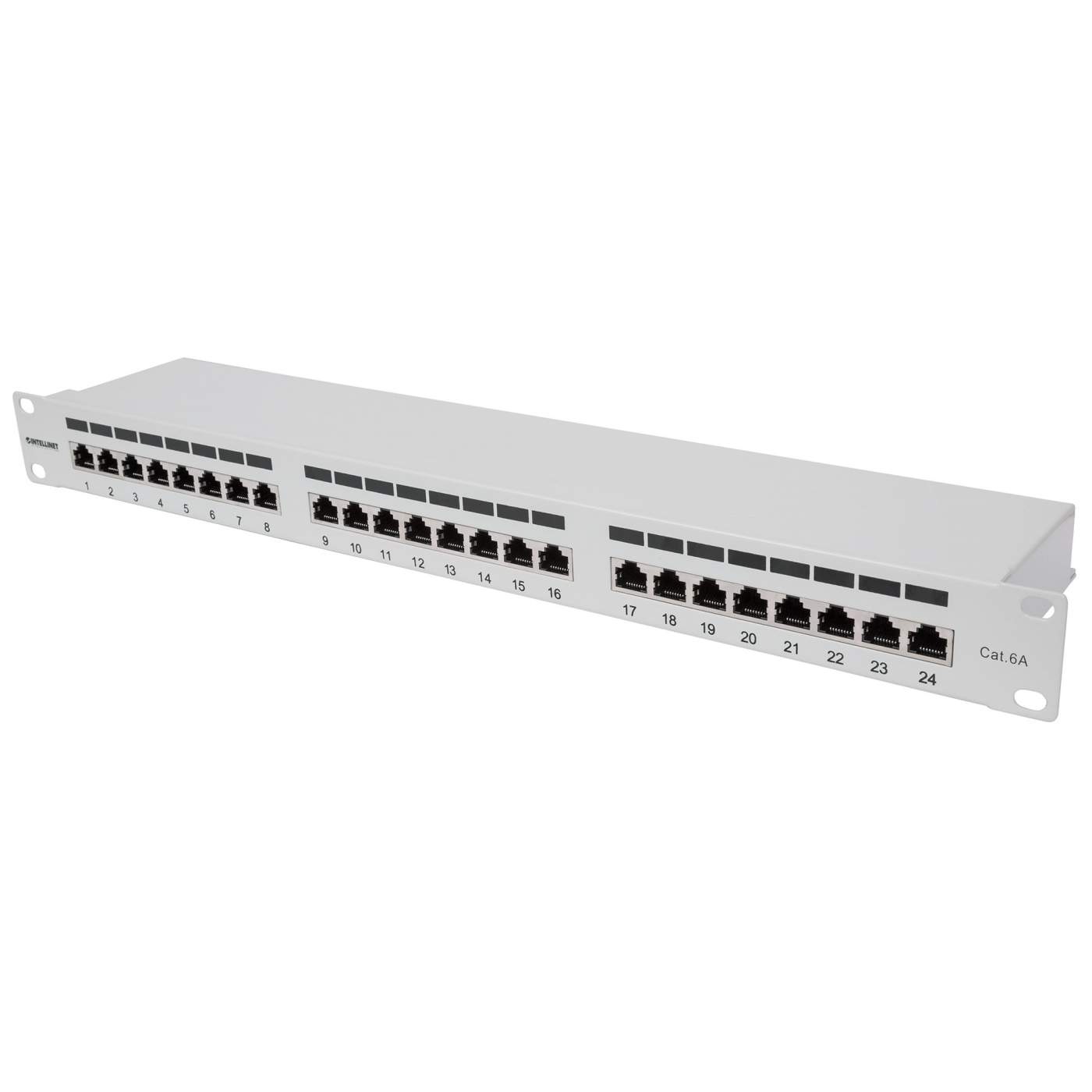 24-Port Cat6a Shielded Ethernet Patch Panel - High-Speed Network Rack Mount for Server Rooms & Data Centers