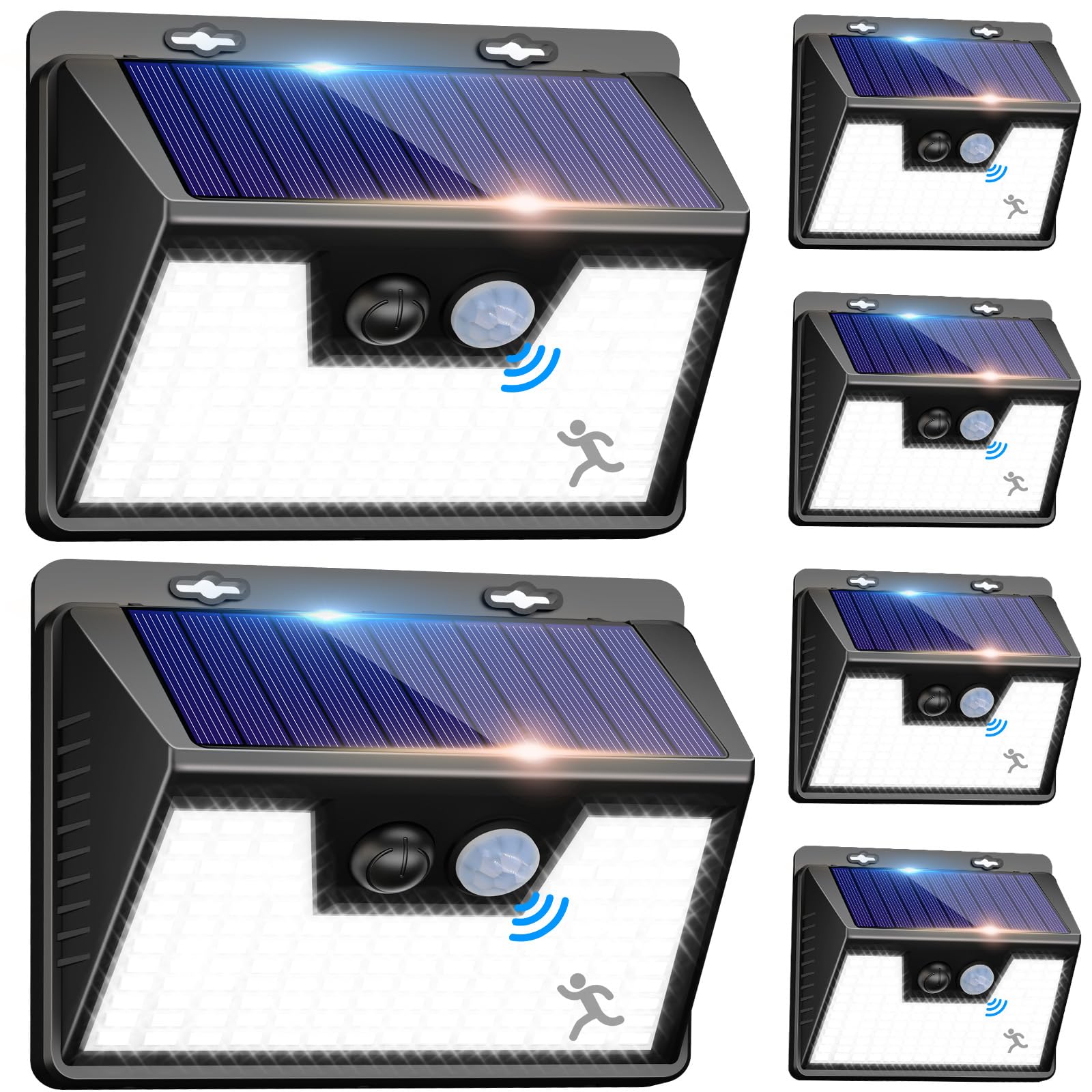 Nipify 6-Pack Solar Motion Sensor Lights Outdoor, 140 LED Wireless Waterproof Solar Security Lights with 3 Modes - Wall Mount for Garden, Garage, Deck, Yard & Pathway Lighting (Ideal for Home Security & Landscape Illumination)