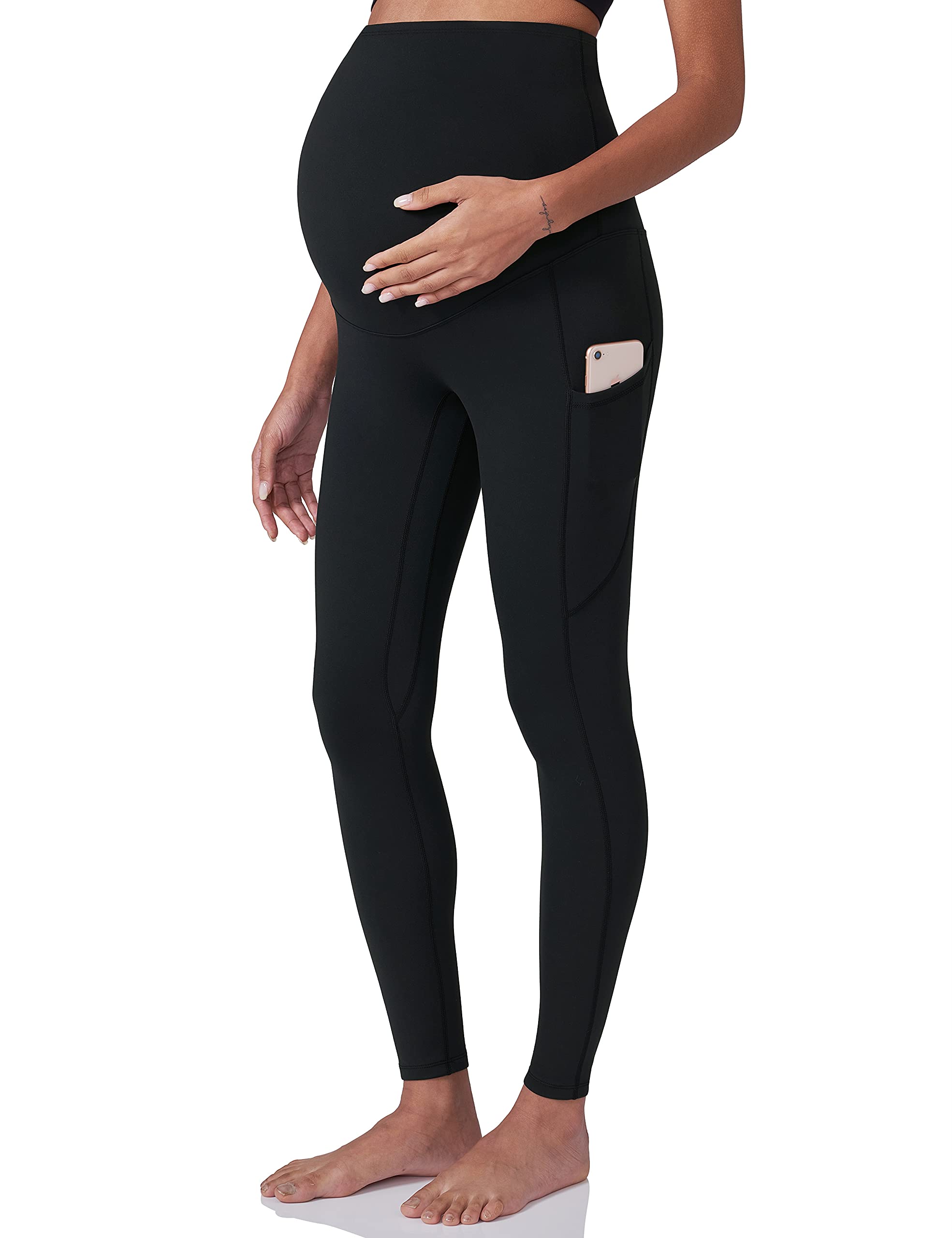 POSHDIVAH Women's Maternity Yoga Pants - Over The Belly Pregnancy Workout Leggings with Pockets, Soft Stretchy Activewear for Gym, Office & Everyday Comfort