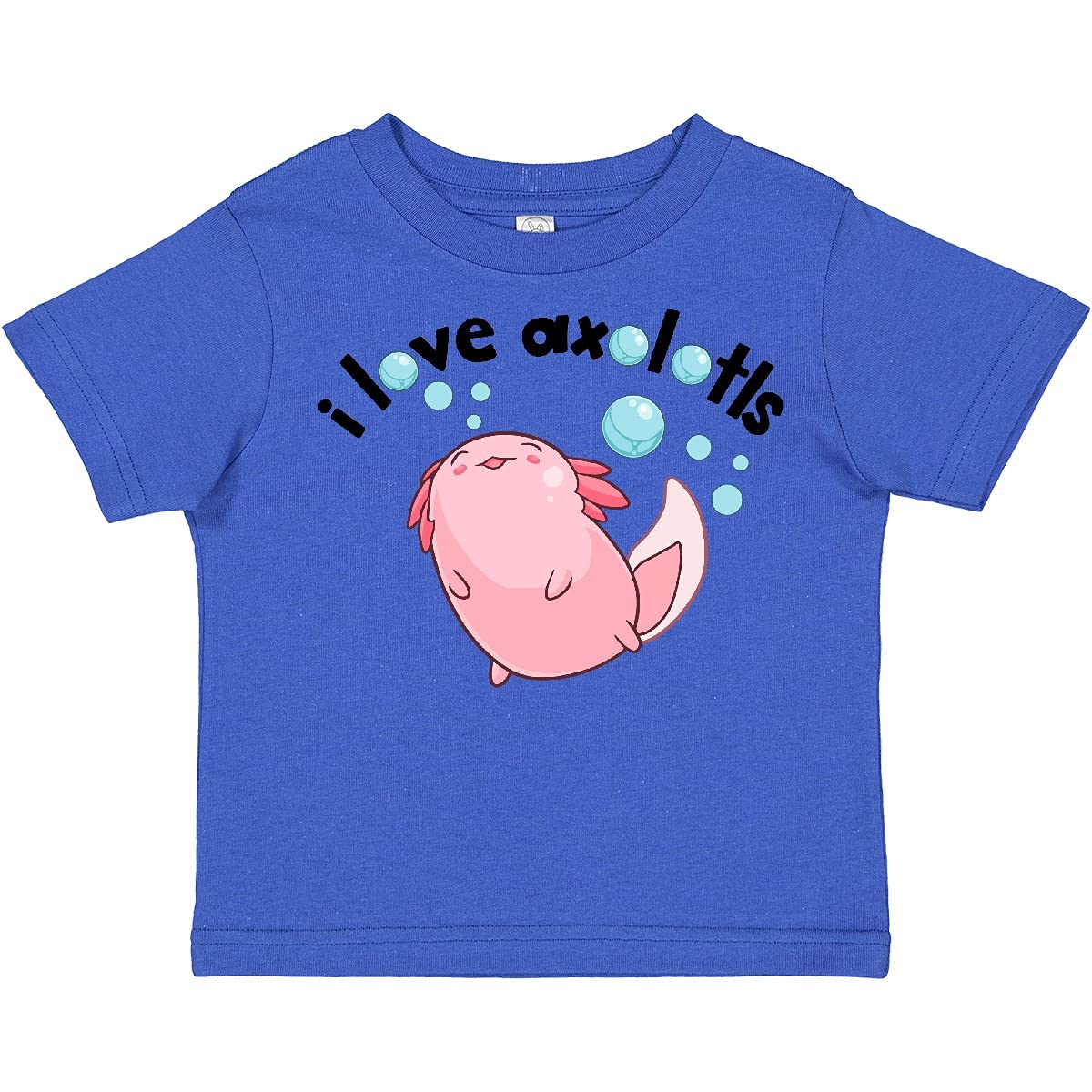 Inktastic I Love Axolotls with Bubbles Toddler T-Shirt - Cute Axolotl Graphic Tee for Kids - Perfect for Playdates, School & Casual Outfits
