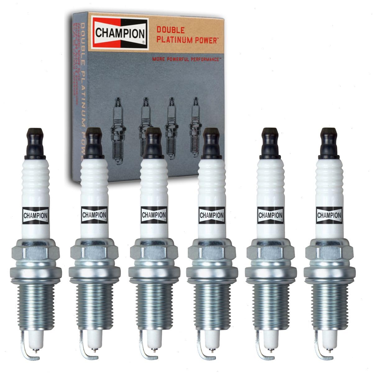 6-Piece Champion Double Platinum Spark Plugs - Compatible with Jeep Wrangler 4.0L 4.2L L6 (1987-2006) - High Performance Ignition for Off-Road & Daily Driving