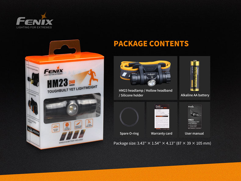Fenix HM23 Compact Rechargeable Headlamp for Hiking, Running & Outdoor Adventures - Lightweight Hands-Free LED Headlight for Camping, Night Jogging & Emergency Use