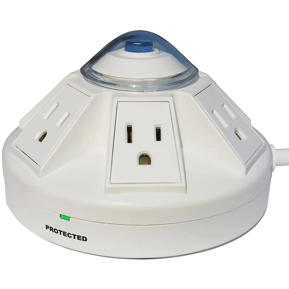 Kreative Power Powramid 6-Outlet Surge Protector Power Strip with 4FT Cord - White | Ideal for Home Office, Gaming Setup & Electronics Protection