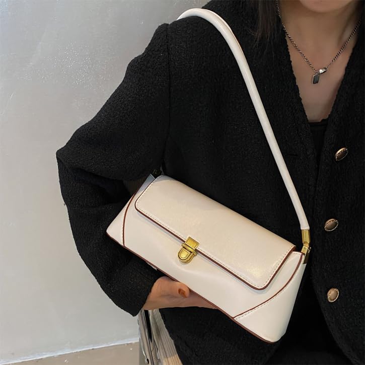 SIBY Women's Leather Clutch Bag - Vintage Retro Shoulder Purse with Wide Adjustable Strap & Metal Lock, Elegant Tote Handbag for Girls & Women | Perfect for Parties, Weddings, Date Nights & Daily Use