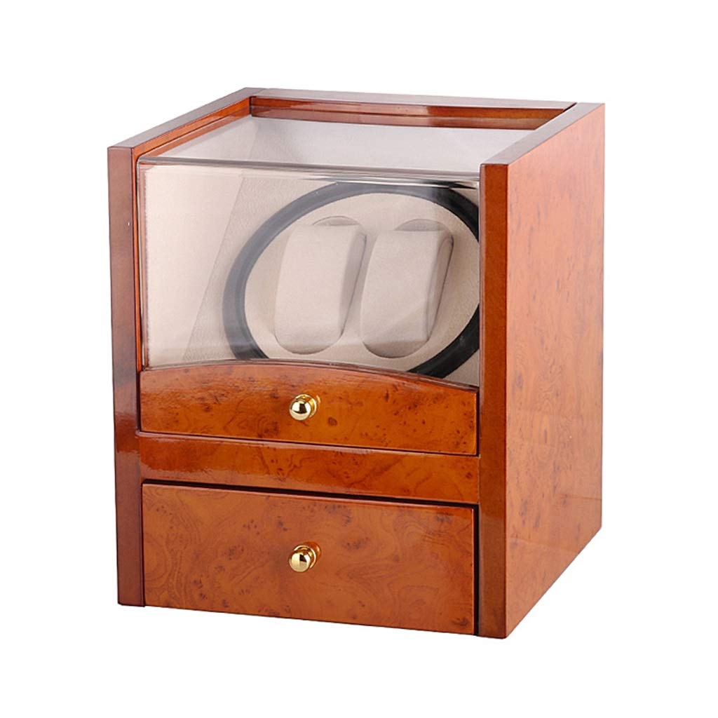 Premium ZFF Automatic Watch Winder Box - Wood Grain Finish with Japanese Silent Motor for 2+2 Watches - Perfect for Watch Collectors & Luxury Storage at Home/Office