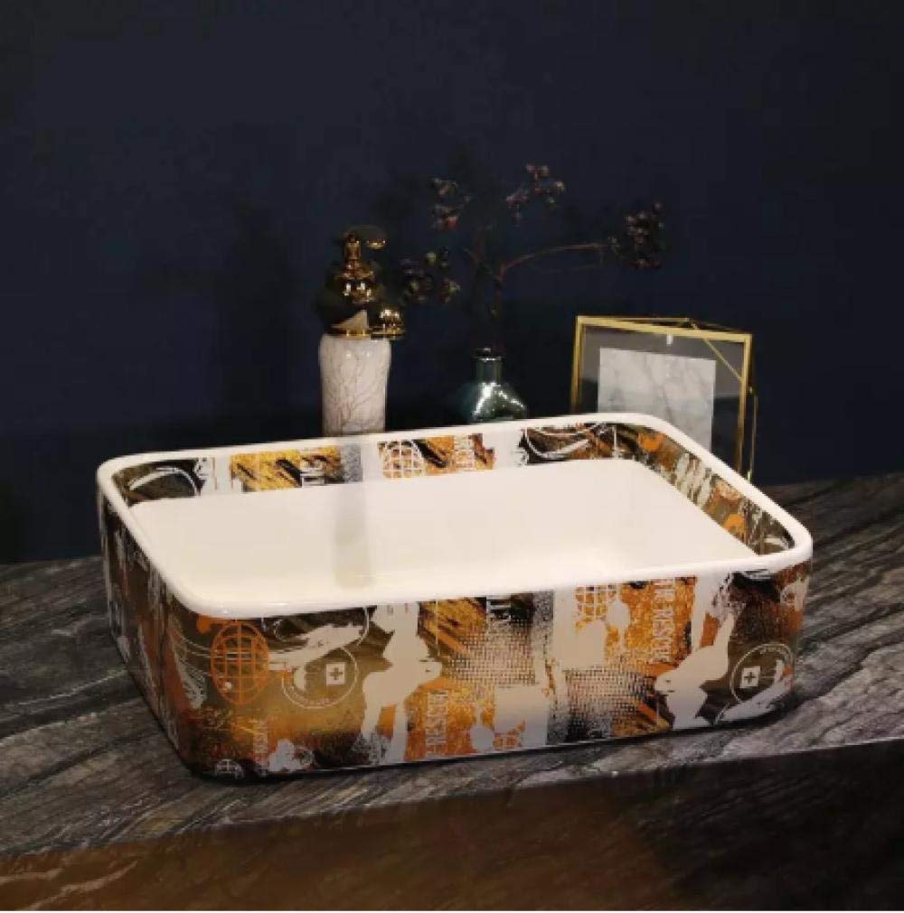 LEFEDA Rectangular Ceramic Vessel Sink - Above Counter Bathroom Basin with Faucet Holes, Modern Countertop Wash Basin for Vanity, Powder Room & Guest Bath (White) - Perfect for Contemporary Home Renovations & Spa-Like Bathroom Upgrades
