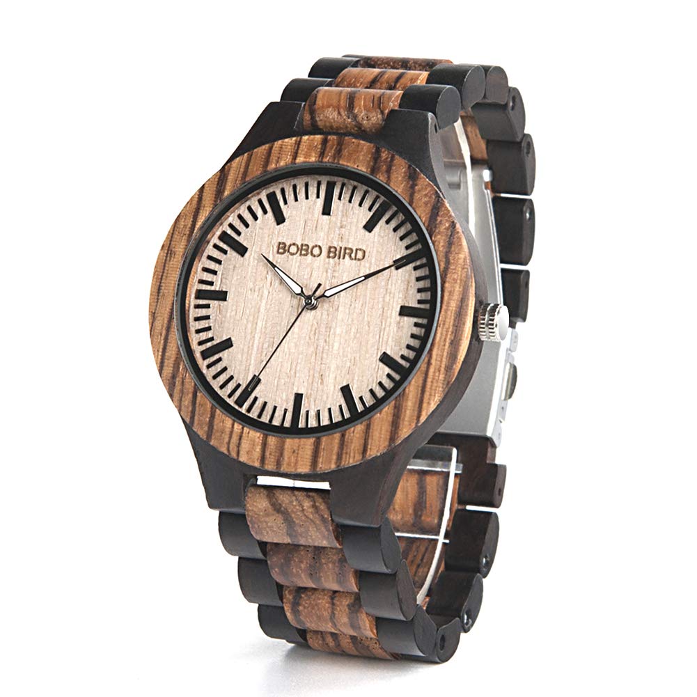 Stylish Men's Zebra Wood Quartz Watch - Lightweight Wooden Wristwatch for Men - Perfect for Casual Wear, Outdoor Adventures & Eco-Friendly Fashion