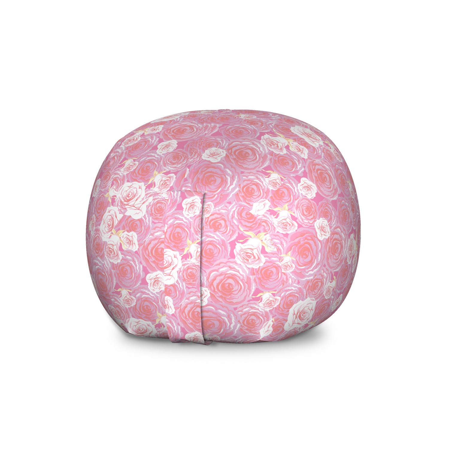 Ambesonne Rose Storage Toy Bag Chair - Large Washable Stuffed Animal Organizer with Abstract Floral Pattern in Pink & Purple | Perfect for Kids' Room, Nursery, Playroom & Home Decor