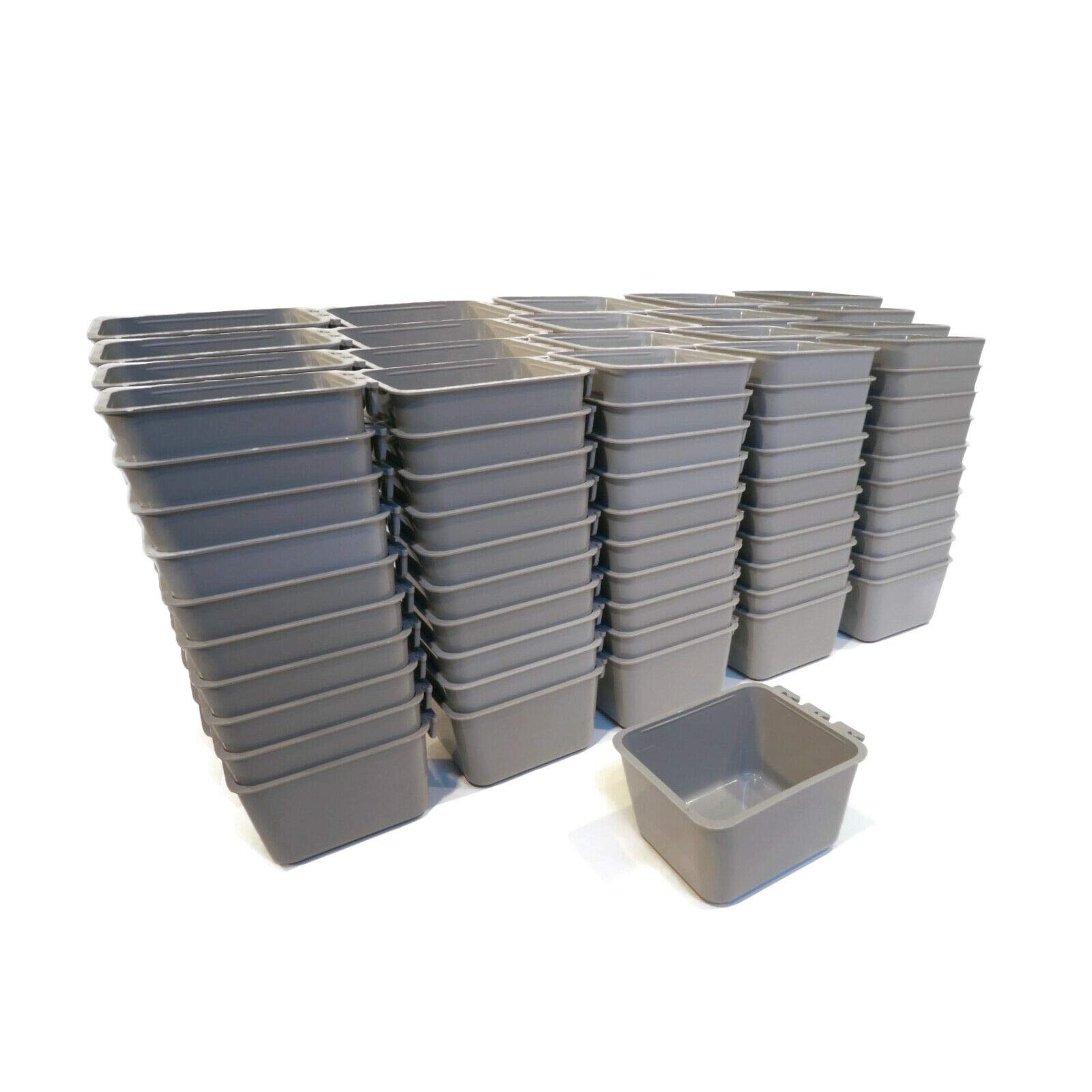 200 Pack Gray Cage Cups with Shift Lock Design - Heavy Duty Stainless Steel Feeder for Caged Birds, Rabbits, Hamsters - Perfect for Aviaries, Pet Stores & Backyard Coops