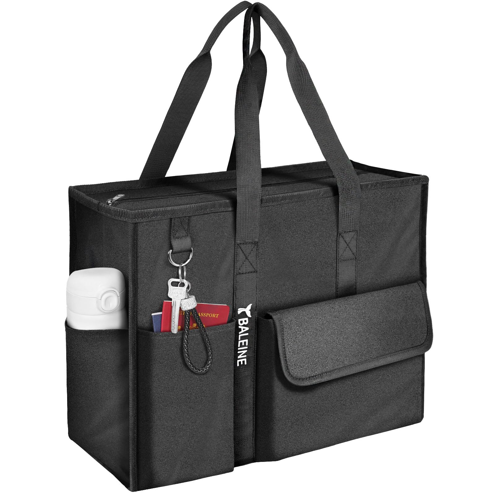 BALEINE Large Foldable Tote Bag with Pockets - for Nurse, Travel & Work