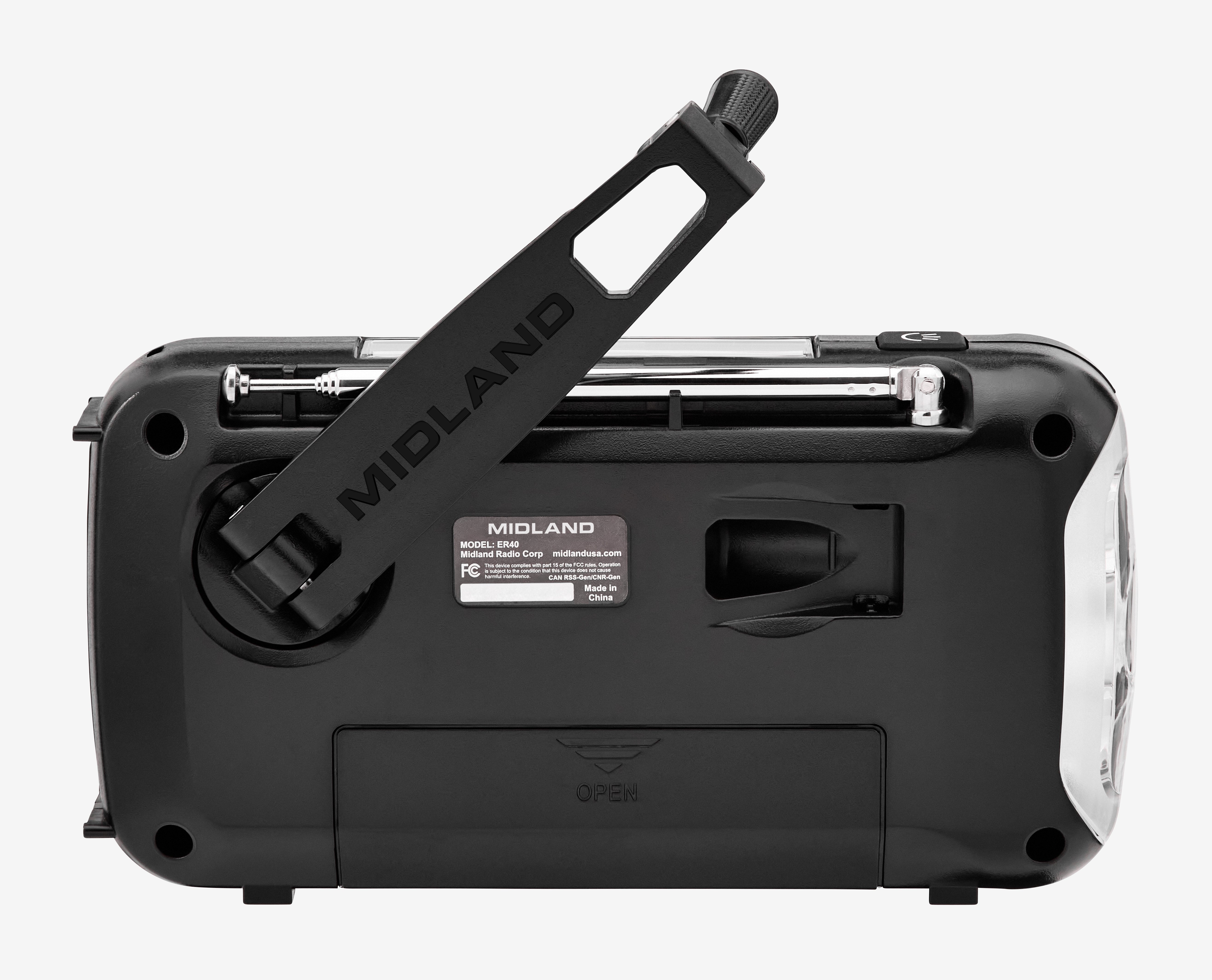 ER40 Portable Emergency Weather Alert Crank Radio - NOAA Weather Radio with AM/FM, Solar Power & USB Charger - Perfect for Camping, Hiking & Power Outages