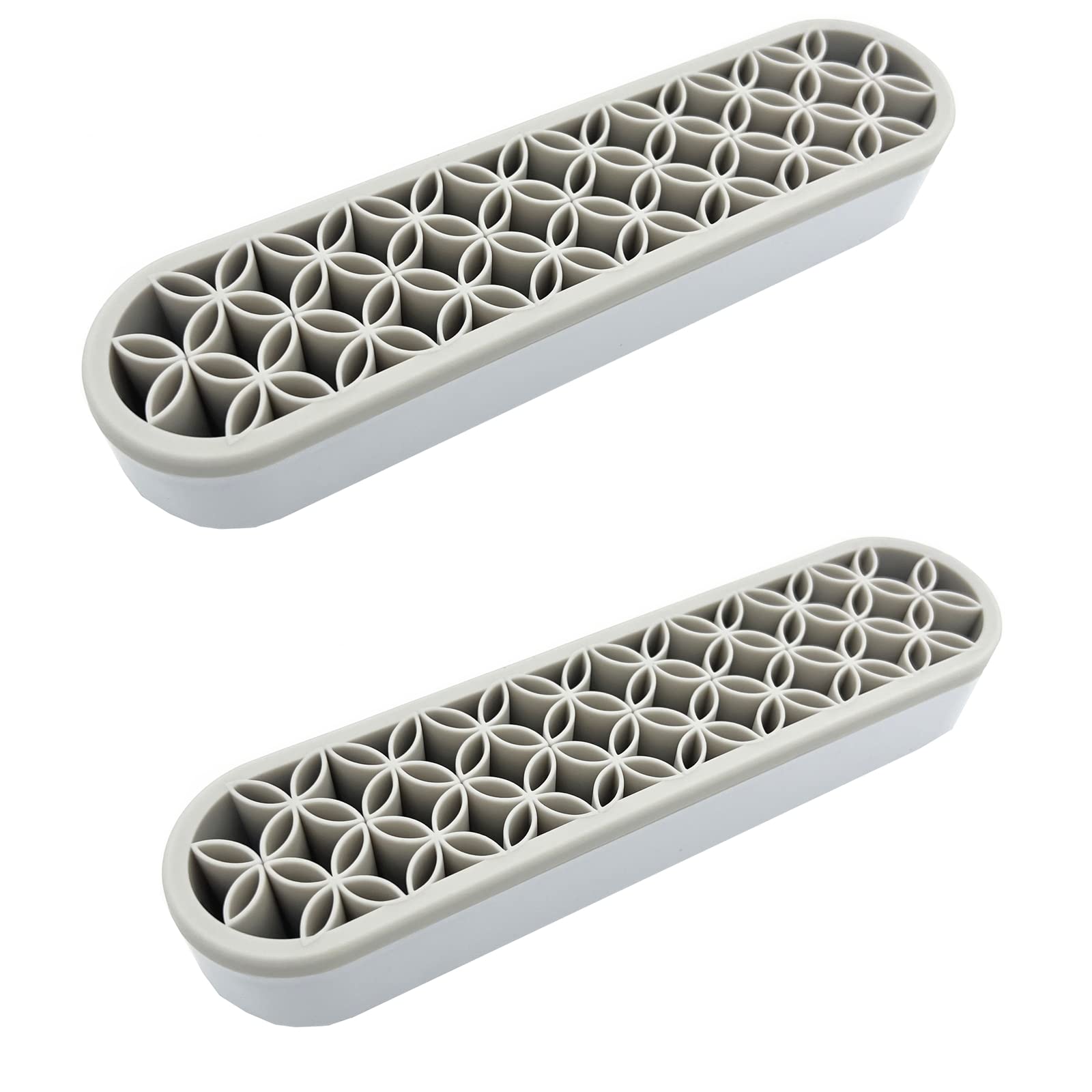 2-Pack Gray Silicone Makeup Brush Holder - Cosmetic Storage Box & Desktop Organizer for Brushes, Pens, Makeup Tools | Perfect for Vanity, Bathroom, Travel & Office Organization