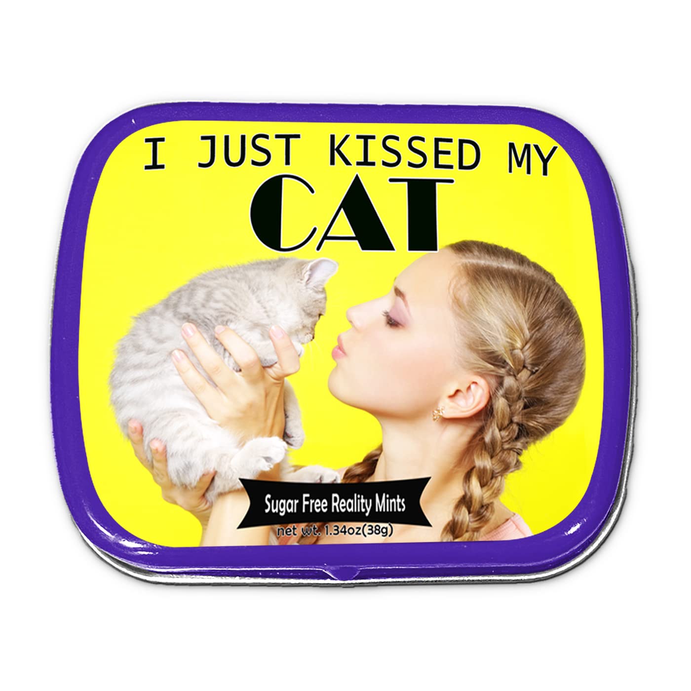 Funny 'I Just Kissed My Cat' Wintergreen Mints - Cute Gift for Cat Lovers & Crazy Cat Ladies - Novelty Mint Tins - Perfect Stocking Stuffers & Office Desk Treats for Cat People - Fresh Breath Mints by Gears Out - Great for Gifts, Parties & Everyday Use