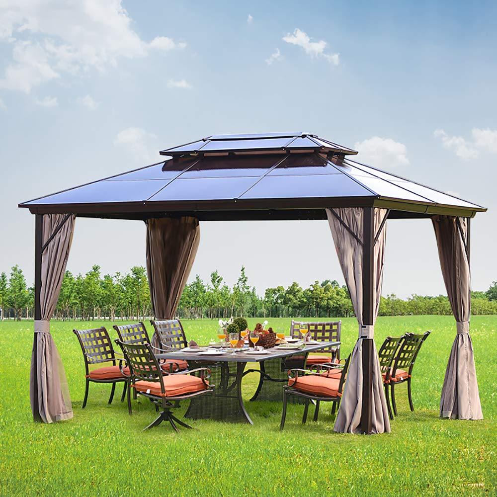 EROMMY 10X13 Gazebo with Polycarbonate Double Roof - Outdoor Patio Canopy for Backyard, Garden & Poolside Relaxation