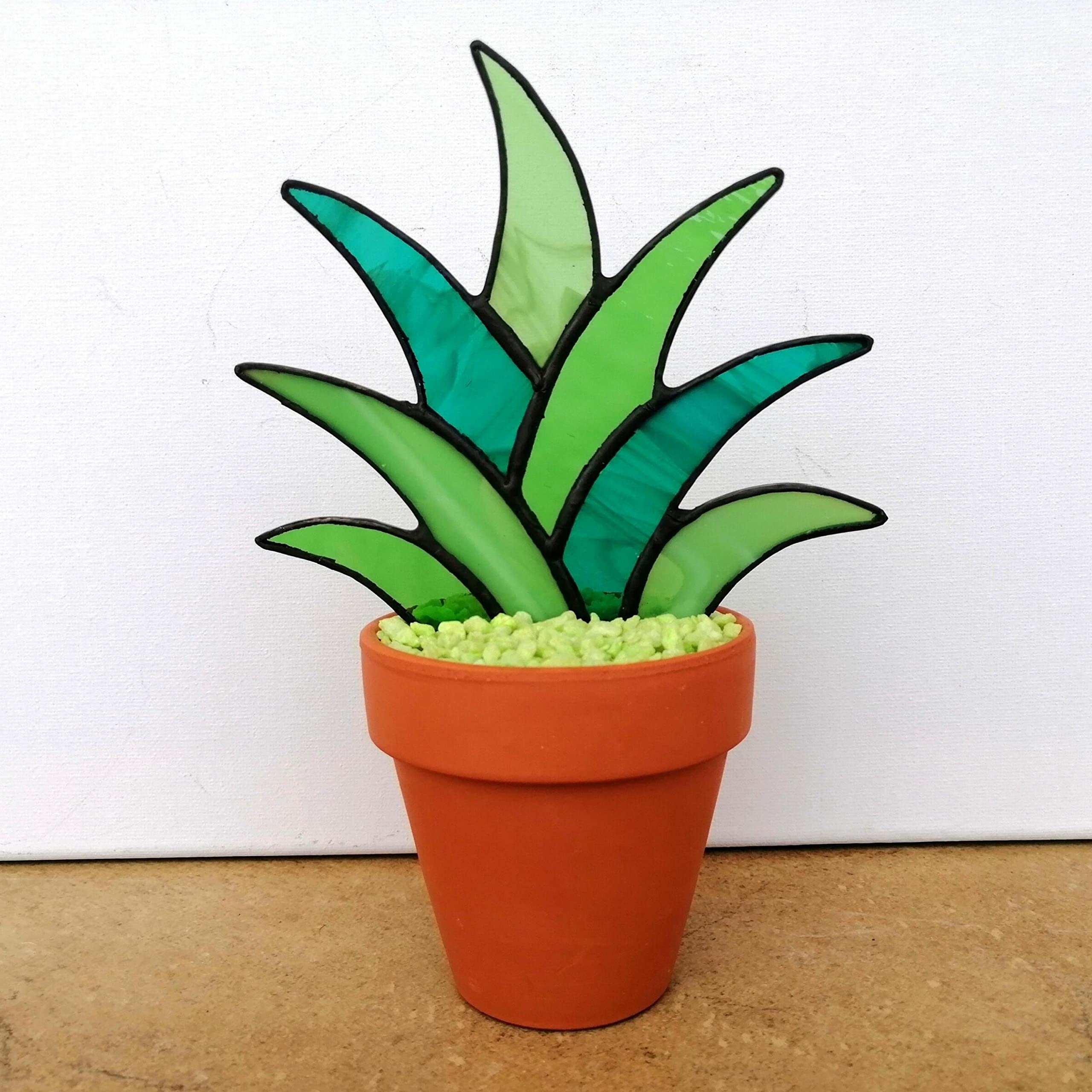 Handmade Stained Glass Succulent Stake - Agave Plant Decor for Indoor & Outdoor Gardens - Beautiful Sun Catcher for Windows, Patios, and Home Decor