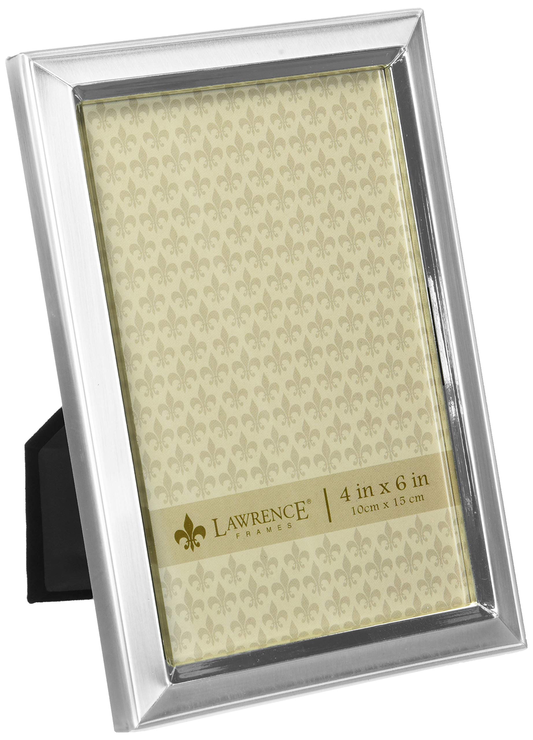 Lawrence Frames Brushed Silver Plated 4x6 Metal Picture Frame with Shiny Inner Edge - Elegant Photo Display for Home, Office & Gifts (750146)