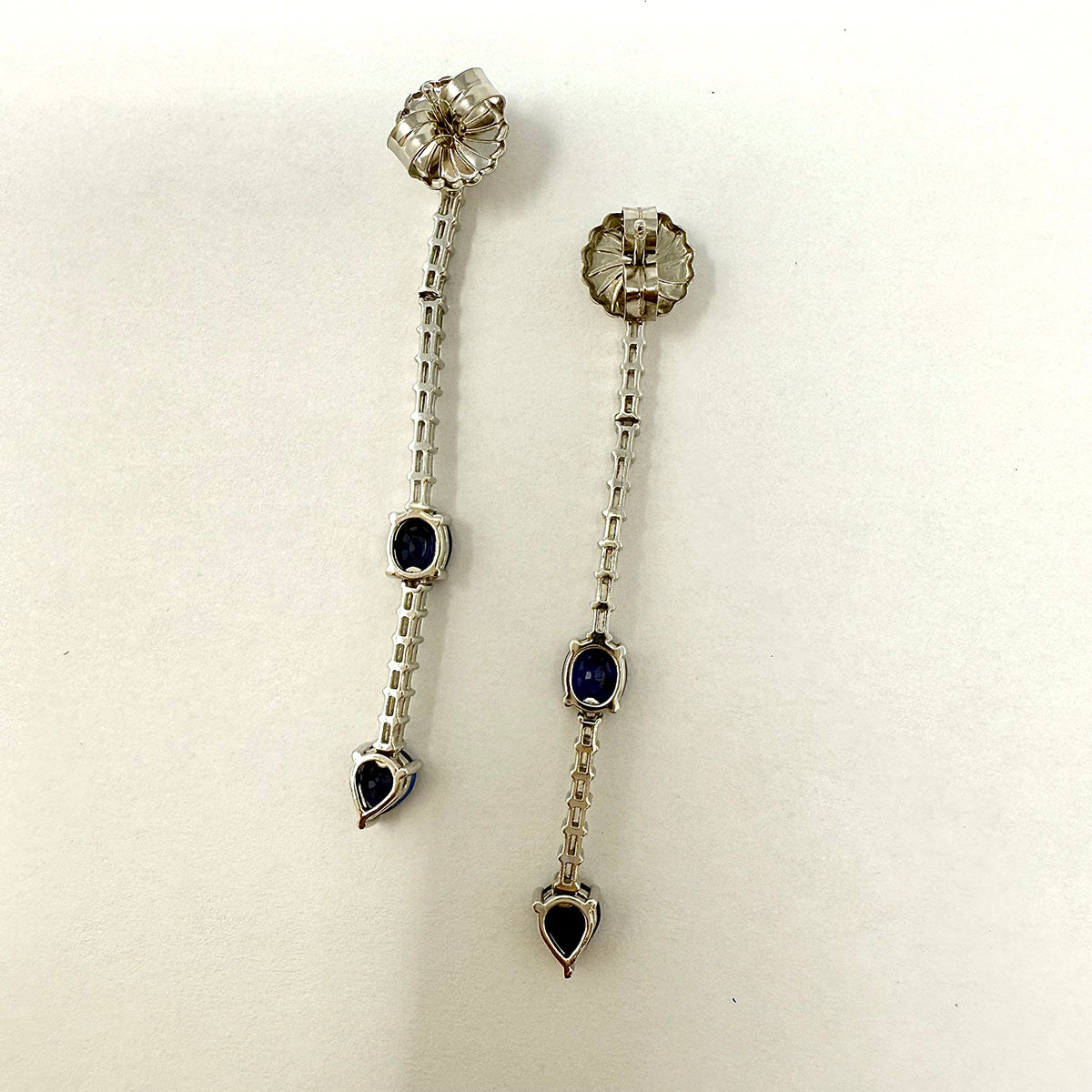 18K White Gold Diamond and Sapphire Drop Earrings for Women - Elegant Dangle Earrings for Wedding, Party & Special Occasions