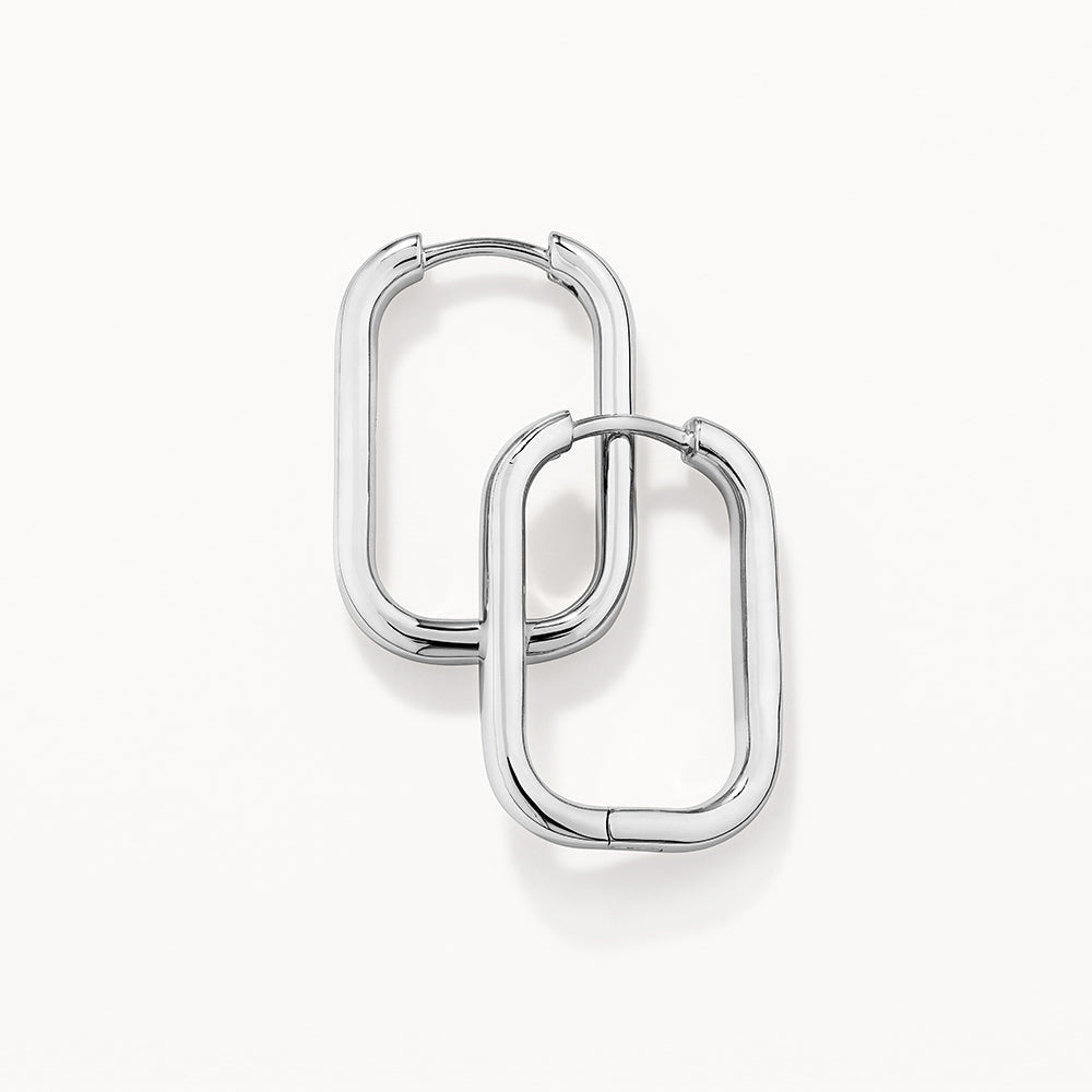 Silver Midi Paperclip Earrings for Women - Trendy Minimalist Hoop Earrings for Everyday Wear & Gift Giving