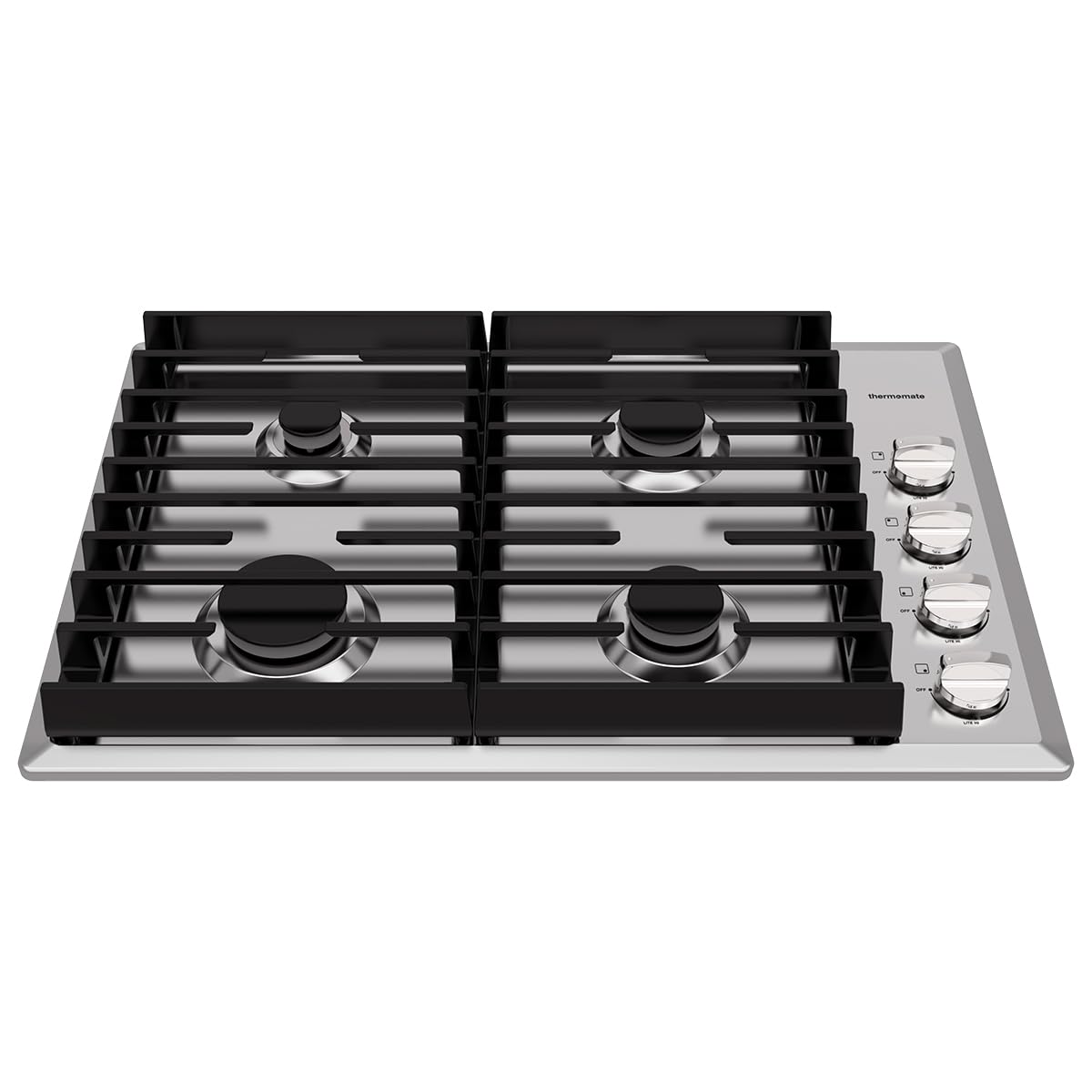 ThermoMate 30 Inch 4-Burner Gas Cooktop with Italy Sabaf Power Burners - 304 Stainless Steel Built-In Gas Stove Top - NG/LPG Convertible with Thermocouple Protection - CSA Certified - Perfect for Home Kitchen, Restaurant & Outdoor Cooking