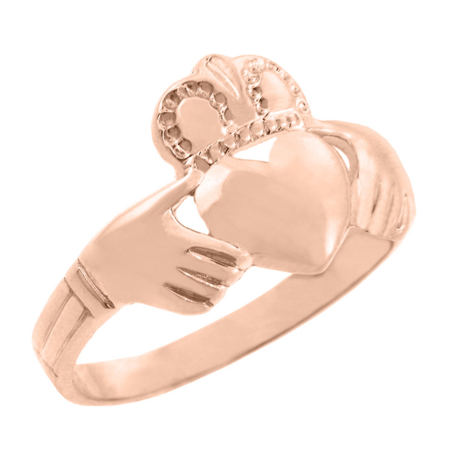14K Solid Rose Gold Irish Claddagh Ring for Women - Traditional Celtic Love, Loyalty & Friendship Symbol - Perfect for Weddings, Anniversaries & Gifts