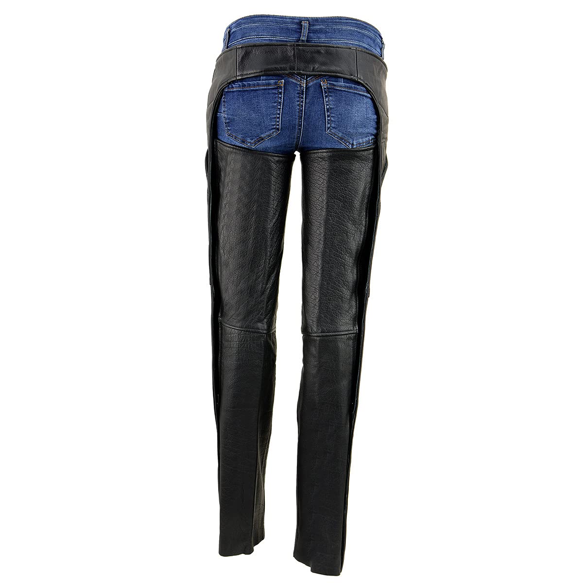 Milwaukee LKL6700 Women's Classic Black Leather Motorcycle Chaps with Hip Pocket - Perfect for Riding, Biker Events & Outdoor Adventures