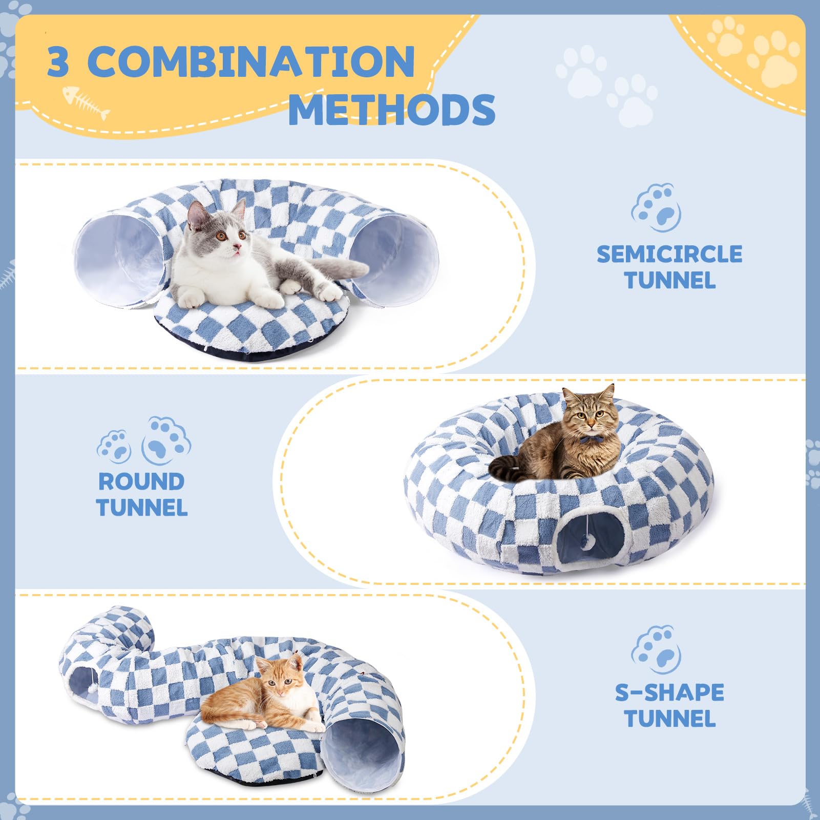 **Maansfy Large Peekaboo Cat Cave & Donut Tunnel - Interactive Cat Toy for Indoor Play, Multifunctional Round Pet Play Tube for Kittens & Medium/Large Cats (Blue) - Perfect for Hideaways, Playtime & Nap Time**