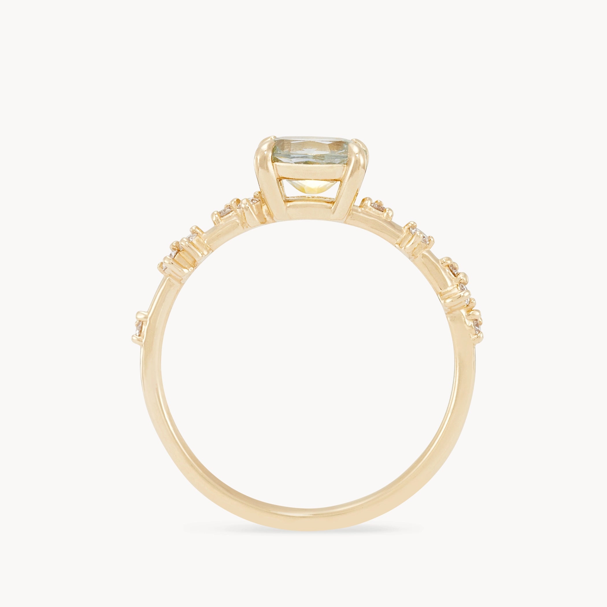 Unique 14K Yellow Gold Oval Sapphire Ring - Shores Aglow Handcrafted Jewelry for Women, Perfect for Weddings, Anniversaries & Special Occasions