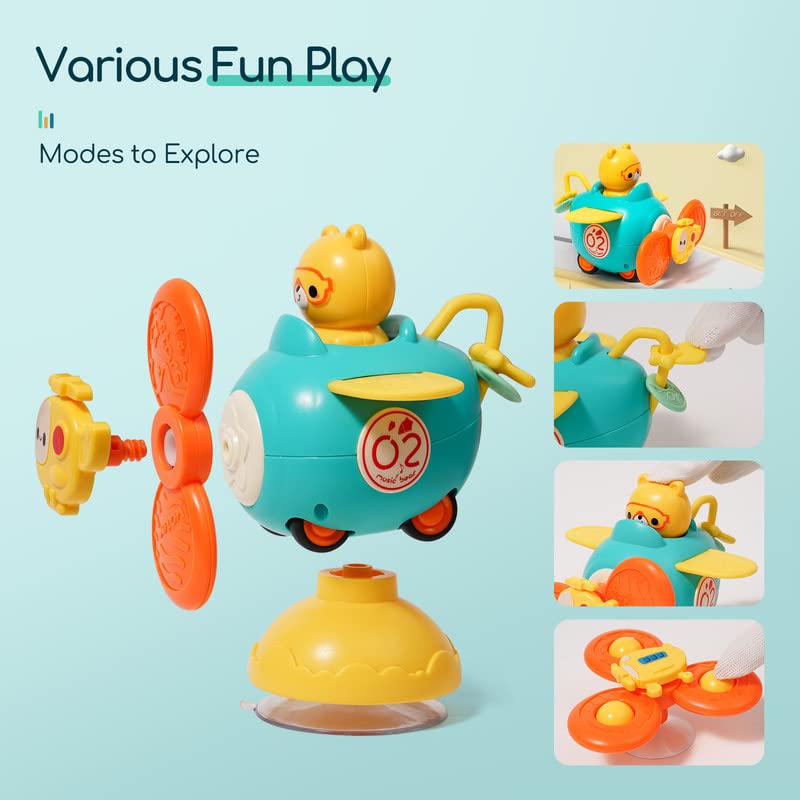 3 in 1 High Chair Toys with Suction Cups - Spinner, Teething Tray & Rattle for Babies 6-18 Months - Interactive Learning & Sensory Development Toy for Toddlers - Perfect for High Chair, Bath Time & Playtime - Ideal Baby Shower & Birthday Gift for Boys & Girls