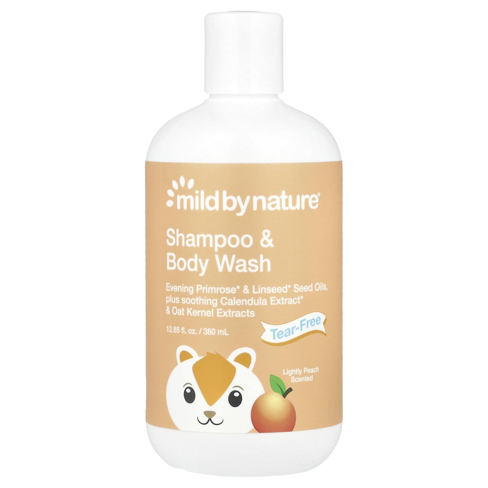 Gentle Tear-Free Baby Shampoo & Body Wash for All Skin Types | Mild by Nature with Soothing Evening Primrose Oil & Calendula Extract | Paraben & Sulfate Free | Peach Scent | 12.85 fl oz (380 ml) | Perfect for Newborns & Sensitive Skin Care | Ideal for Daily Bath Time & Baby Massage