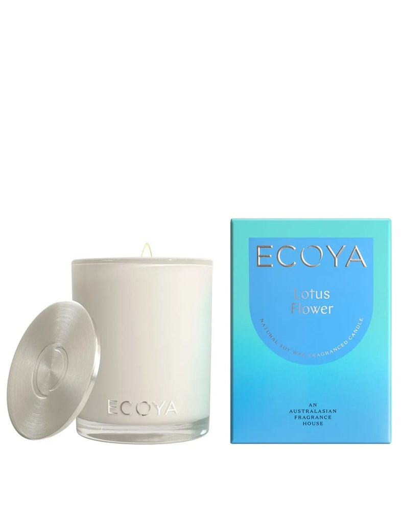 Ecoya Madison Jar 400g - Premium Scented Candle with Lotus Flower Fragrance for Home Aromatherapy, Relaxation & Romantic Ambiance