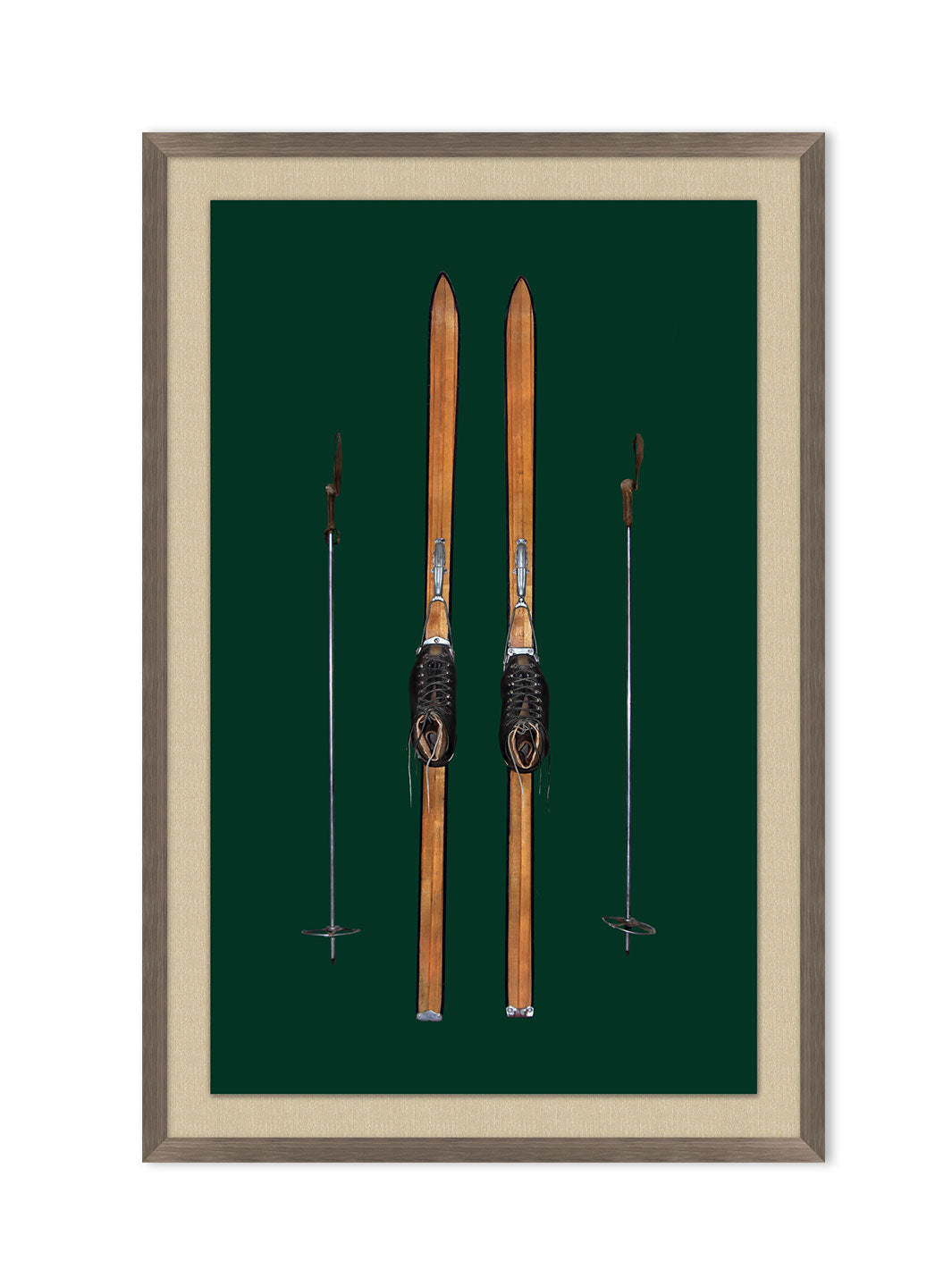 Vintage Green Antique Skis Wall Art by Nathan Turner - Perfect for Ski Lodge, Cabin & Mountain Home Decor