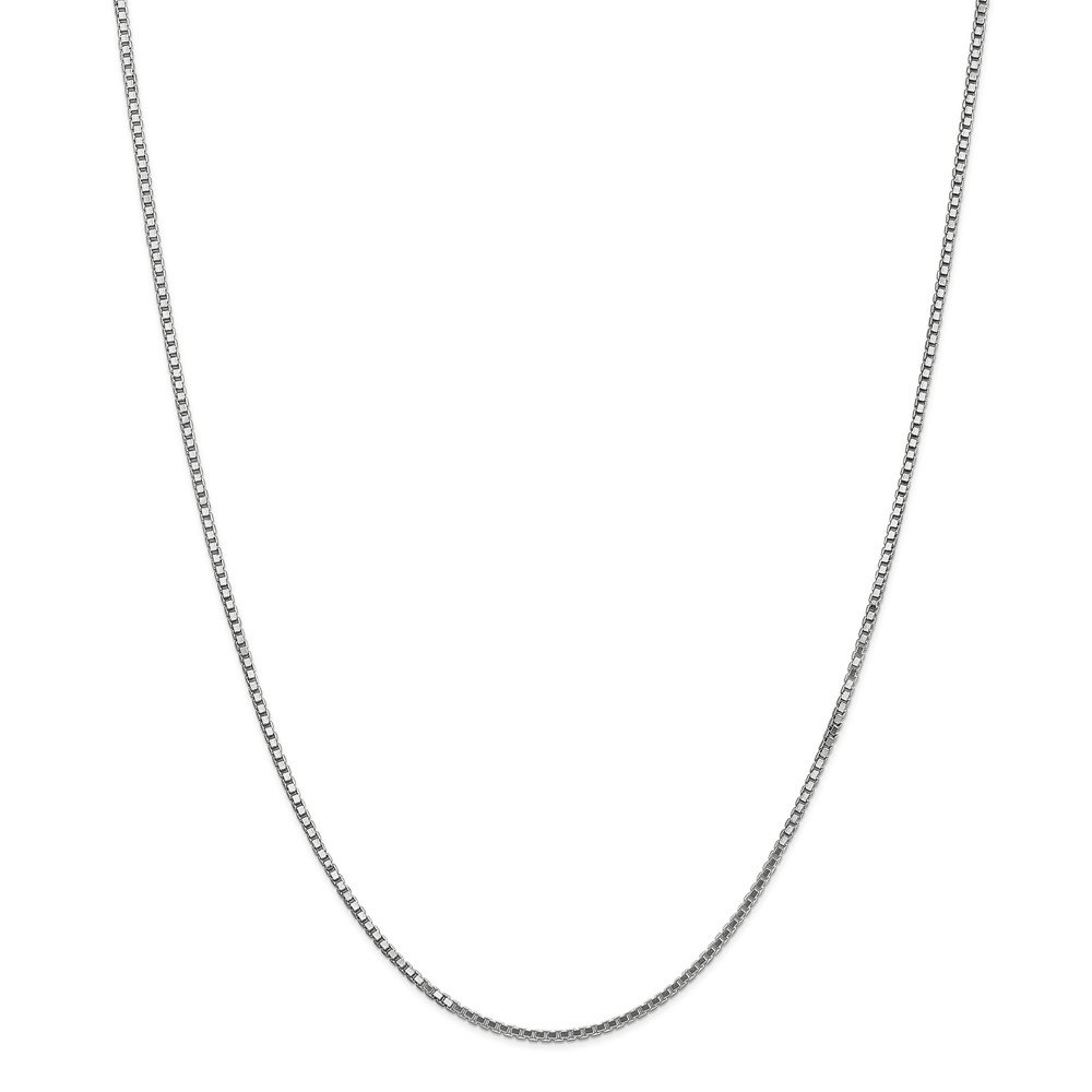 14K White Gold 1.35mm Box Chain Necklace for Women - Durable Lobster Clasp Secure Closure - Perfect for Everyday Wear, Gift Giving & Special Occasions