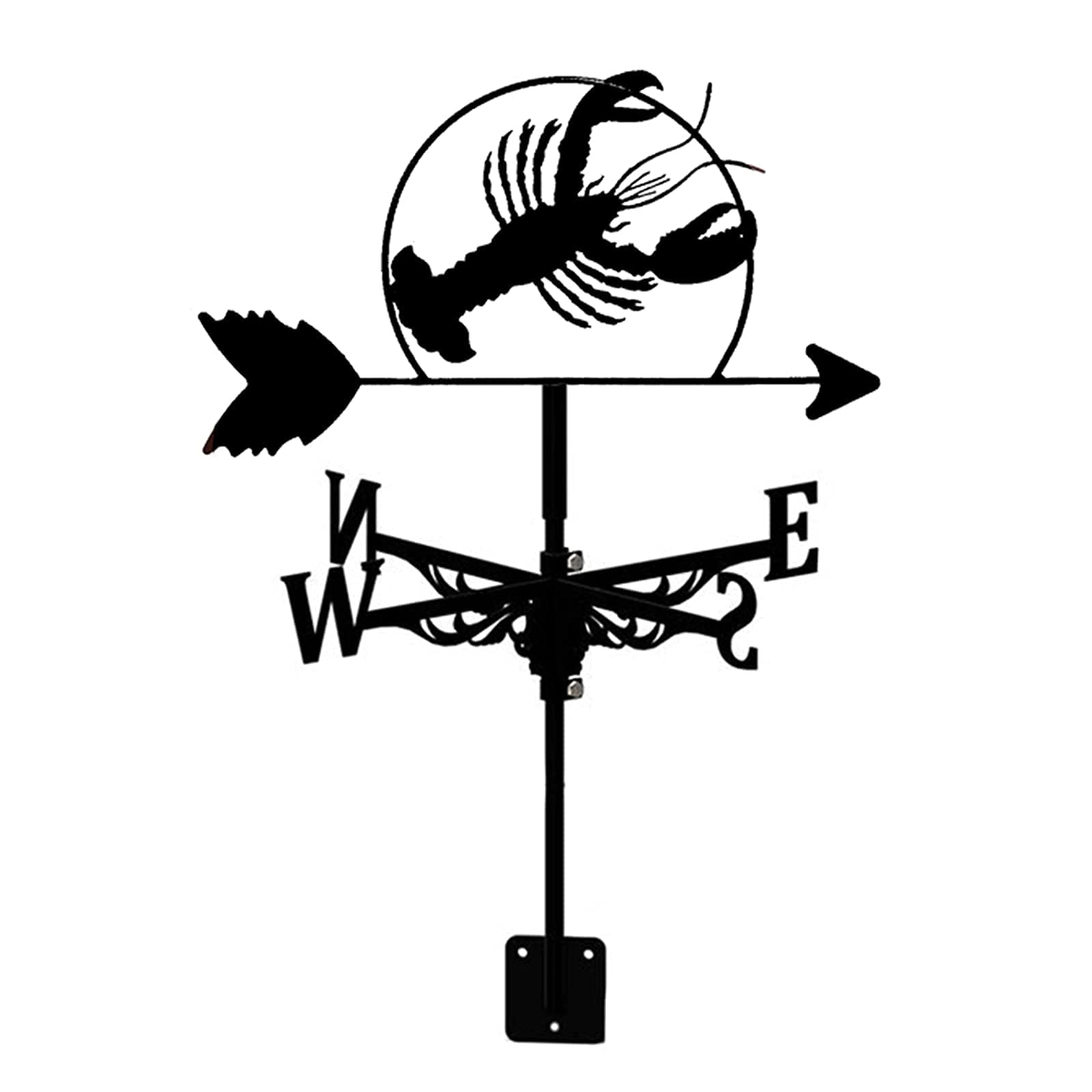 Vintage Cast Iron Lobster Weather Vane - Decorative Outdoor Wind Direction Indicator for Roof, Garden & Yard - Rustic Metal Wind Vane Ornament for Home, Farmhouse & Coastal Decor - Perfect Gift for Seafood Lovers & Nautical Enthusiasts