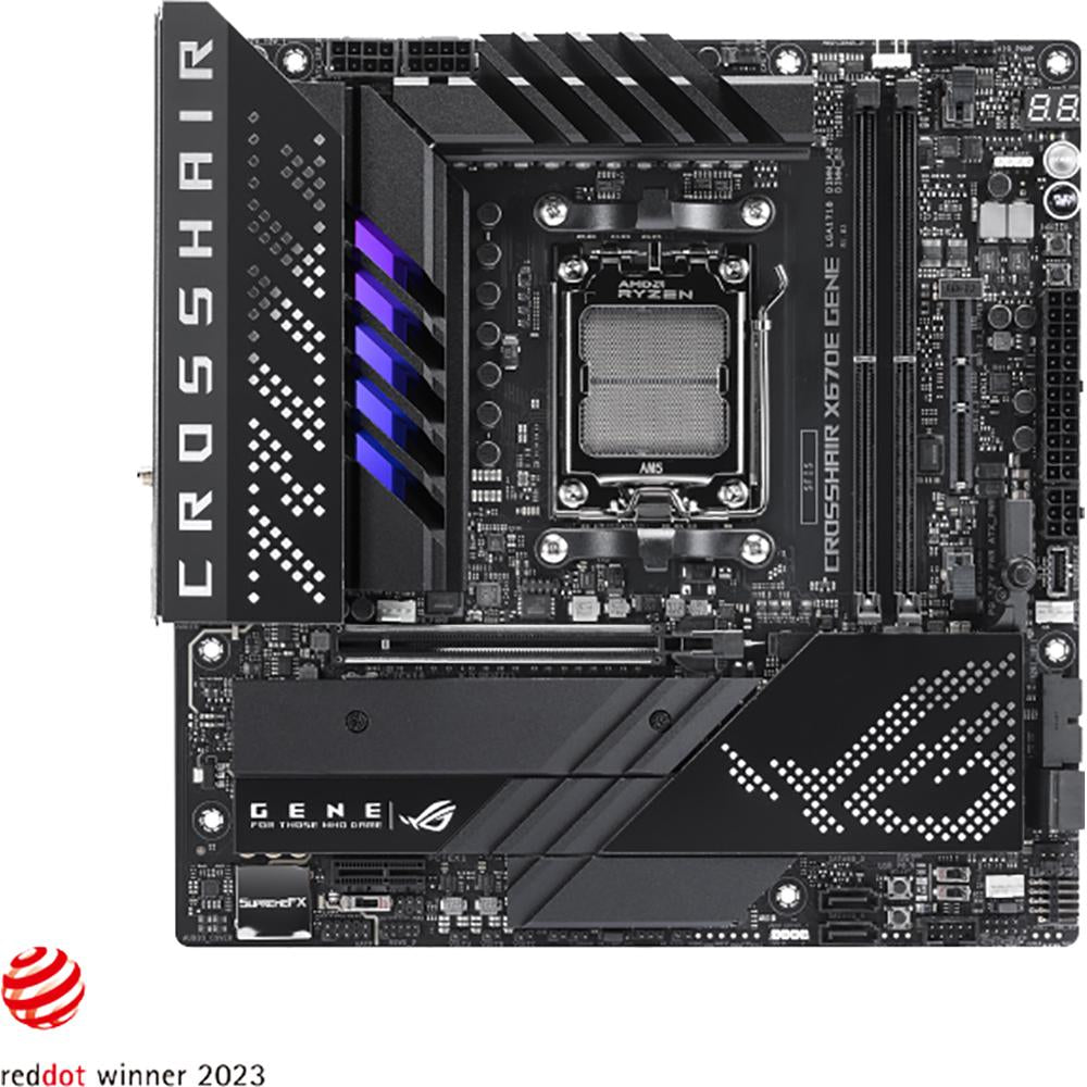 ASUS ROG Crosshair X670E Gene Gaming Motherboard - AMD AM5 Socket, DDR5, PCIe 5.0 - Perfect for High-Performance Gaming PCs and Content Creation Workstations