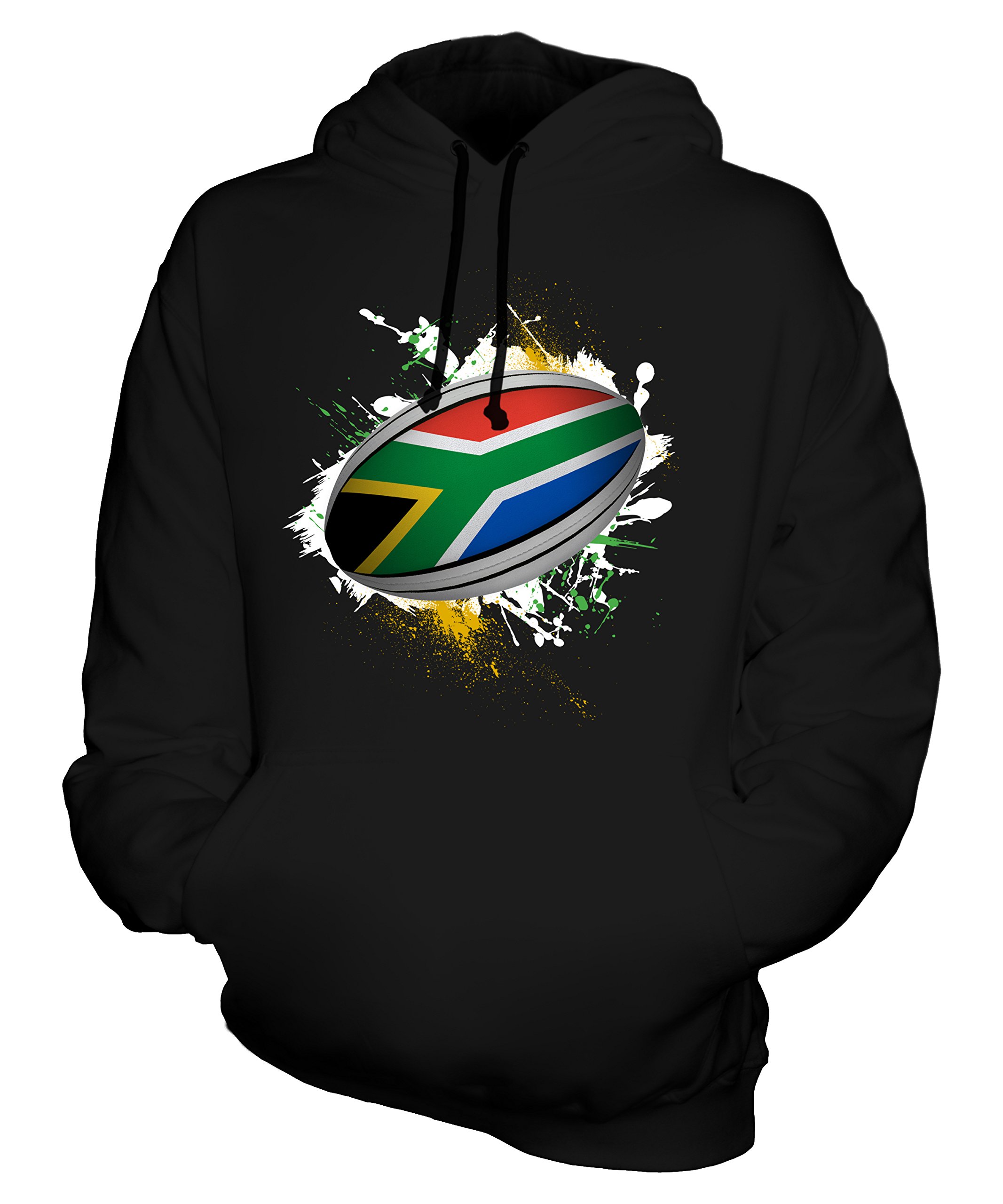 Unisex South Africa Rugby Ball Splatter Hoodie for Men & Women - Comfortable Pullover for Game Day, Sports Events & Casual Wear